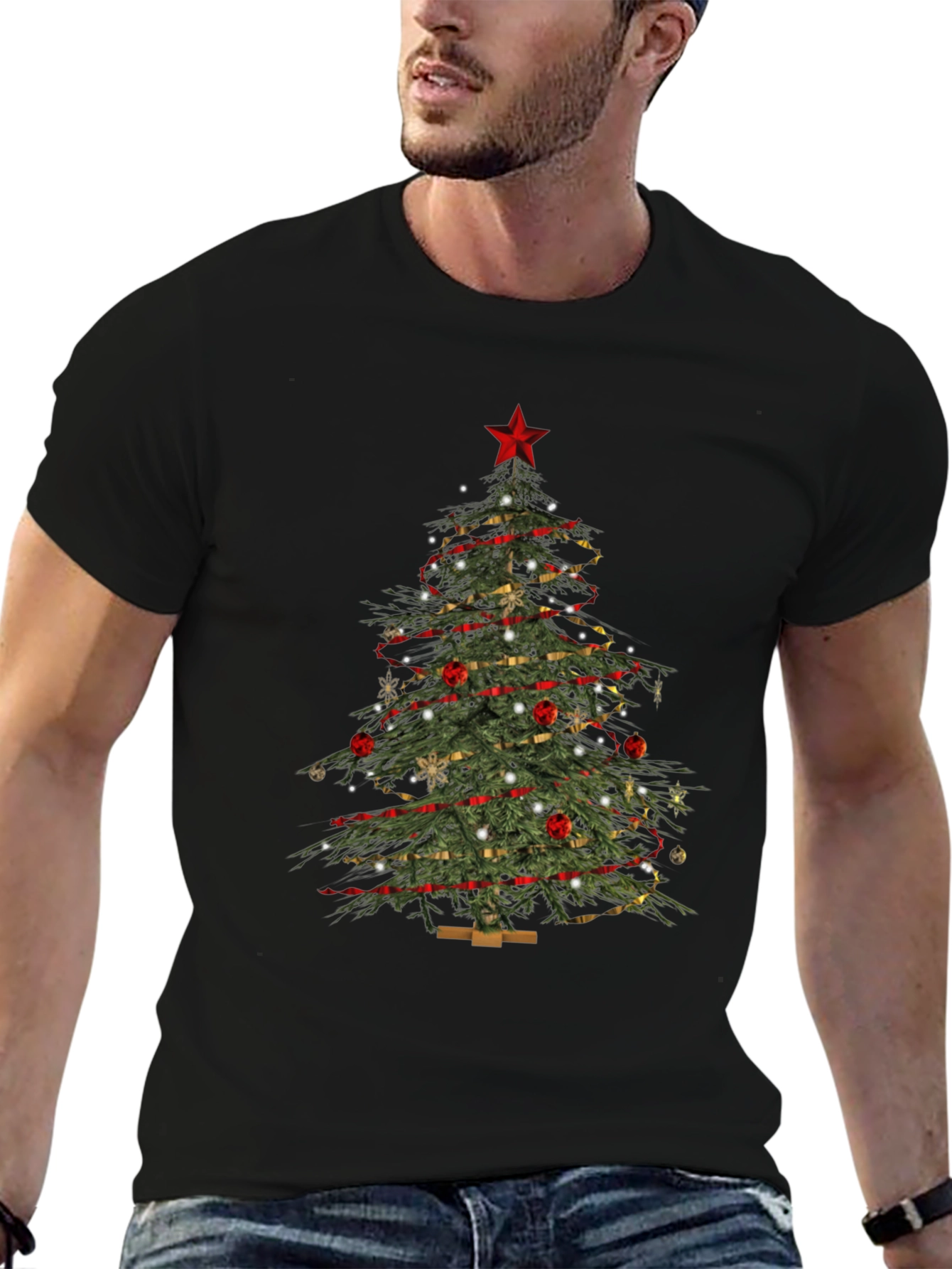 Festive Christmas Tree Graphic Tee - Holiday Apparel