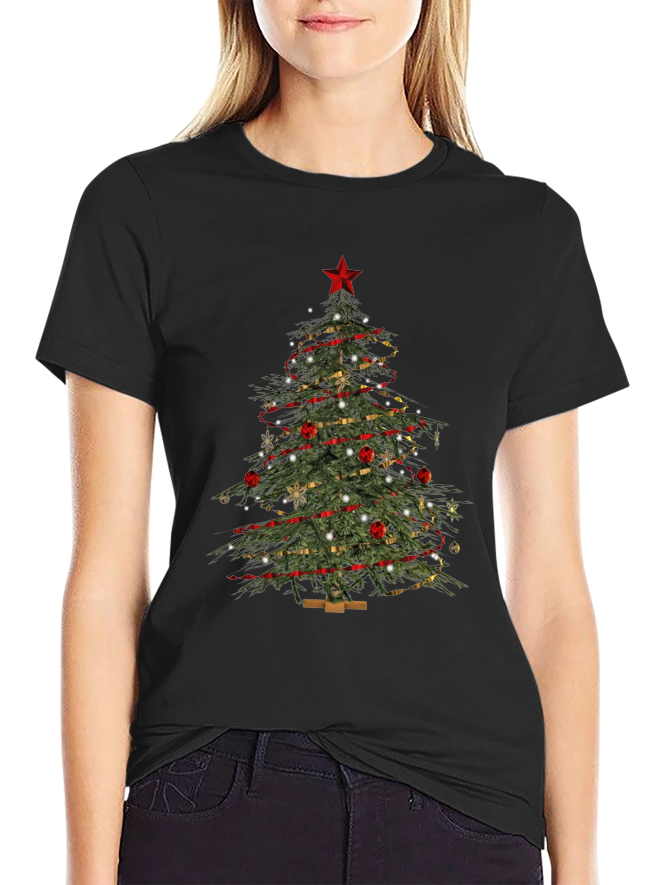 Festive Christmas Tree Graphic Tee - Holiday Apparel