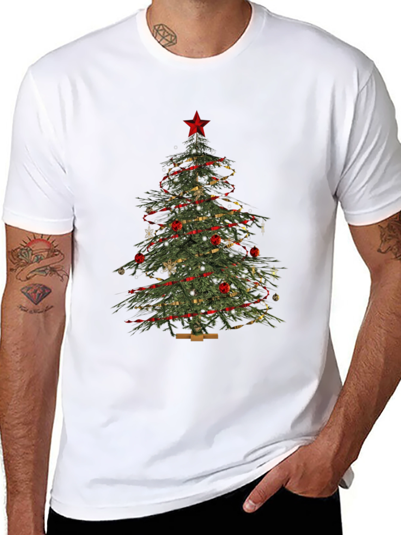 Festive Christmas Tree Graphic Tee - Holiday Apparel