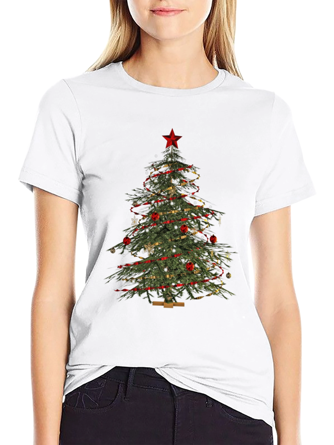 Festive Christmas Tree Graphic Tee - Holiday Apparel