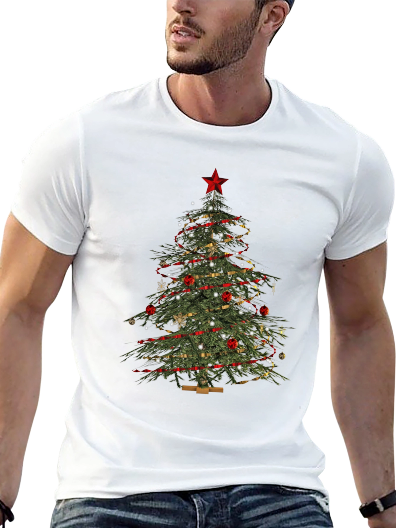 Festive Christmas Tree Graphic Tee - Holiday Apparel
