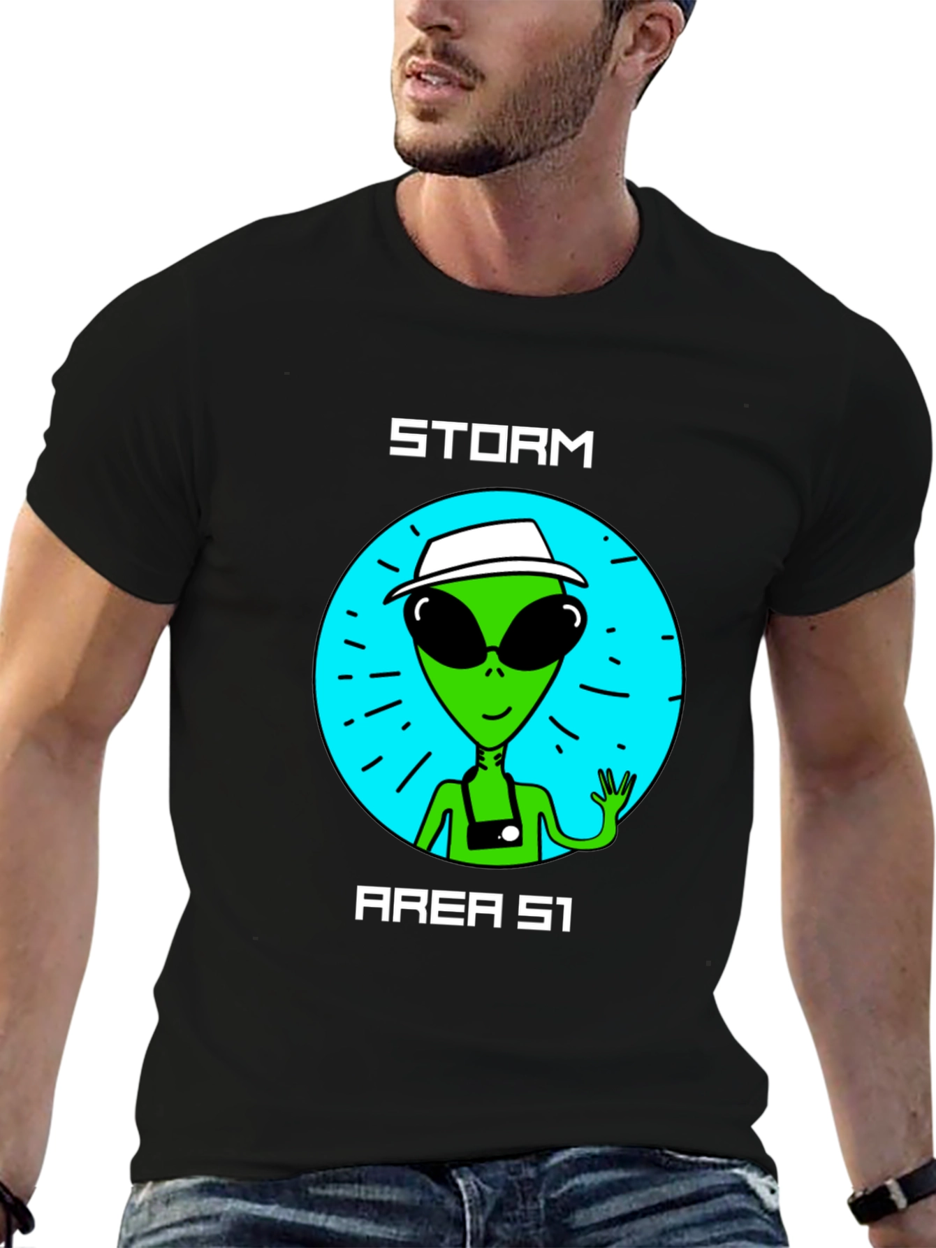 Storm Area 51 Alien Graphic Tee - Black