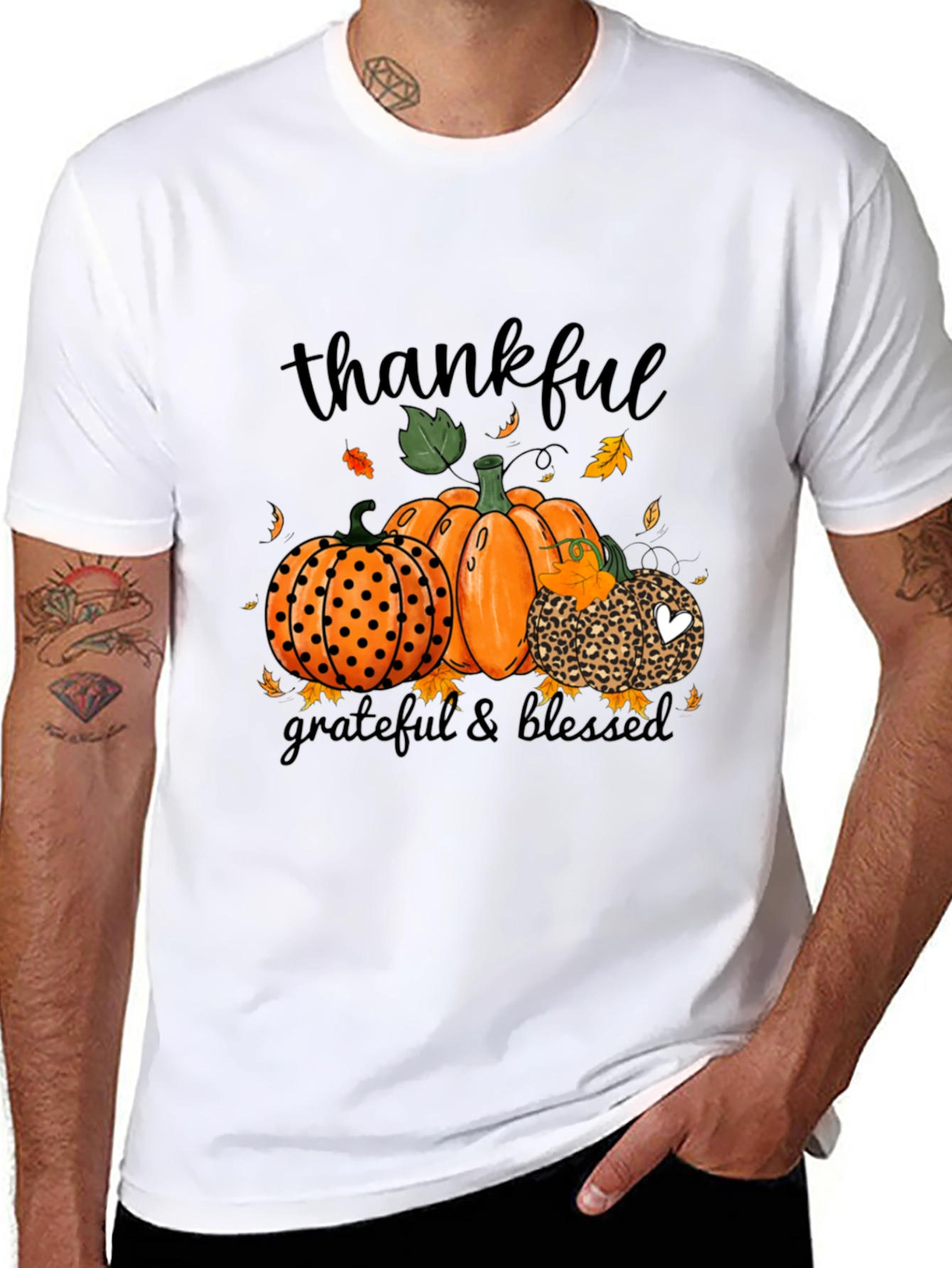 Thankful Grateful Blessed Pumpkin Fall T-Shirt