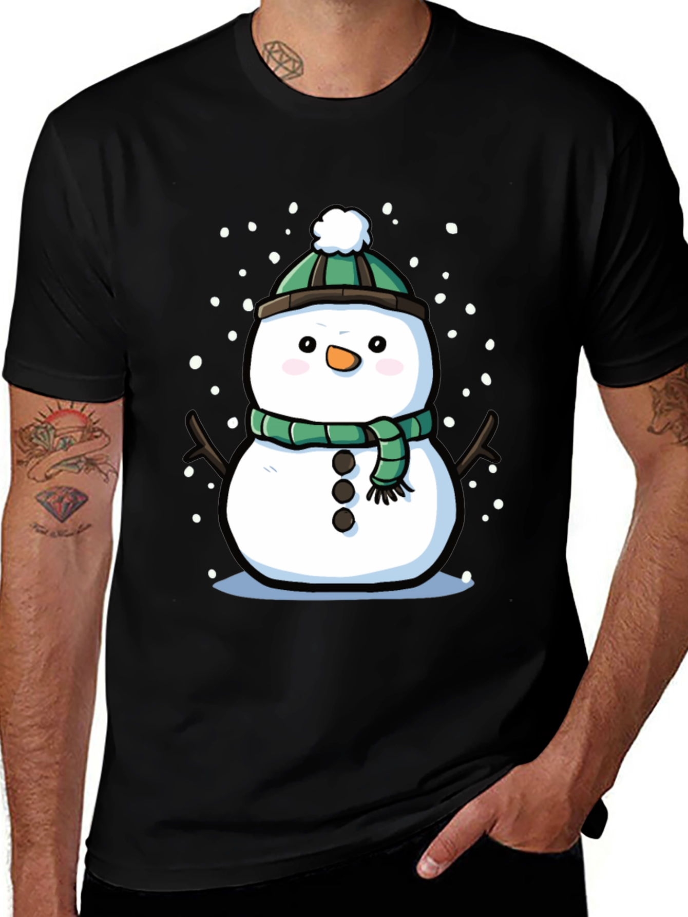 Festive Snowman Graphic Tee - Holiday Cheer