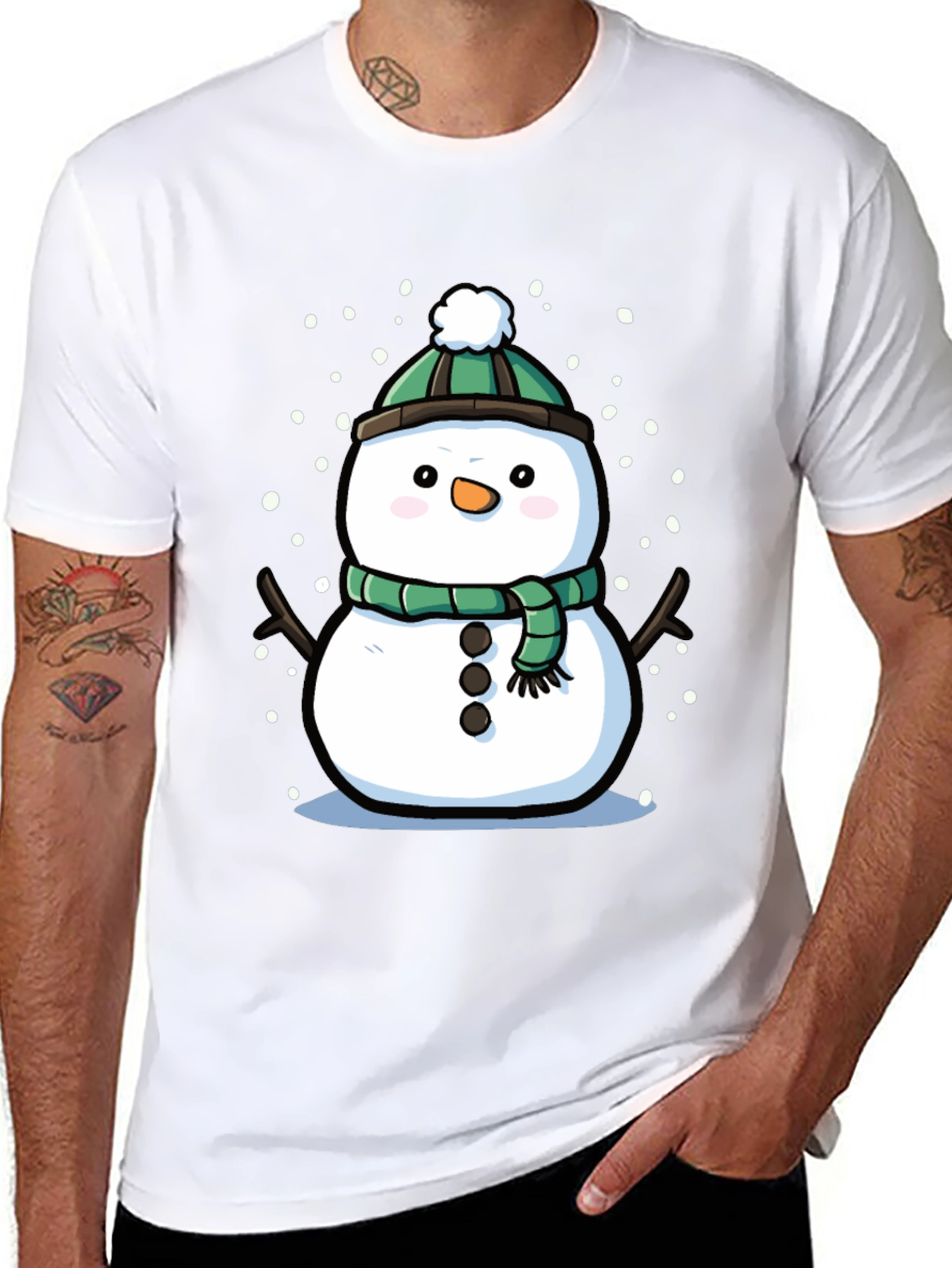 Festive Snowman Graphic Tee - Holiday Cheer