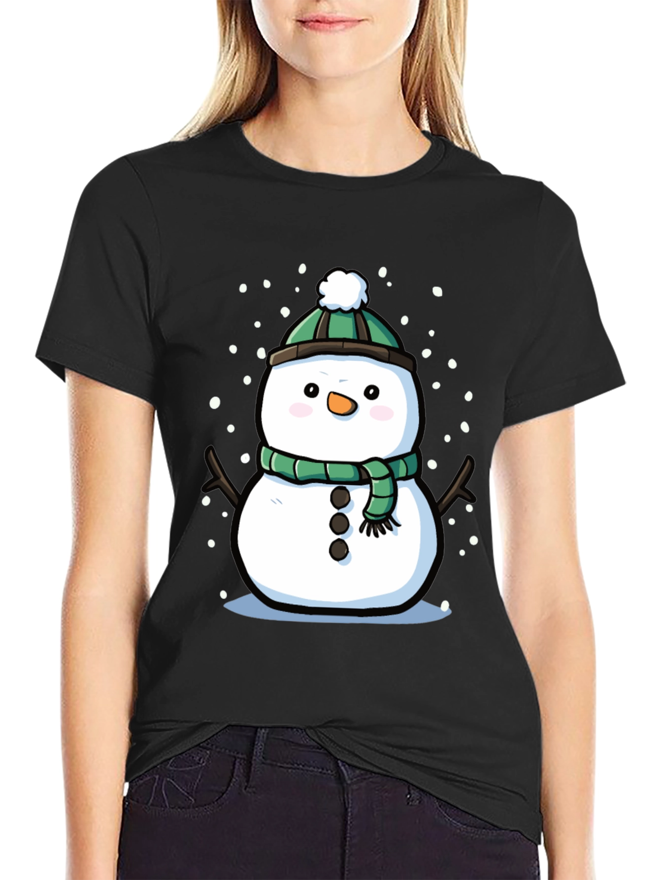 Festive Snowman Graphic Tee - Holiday Cheer