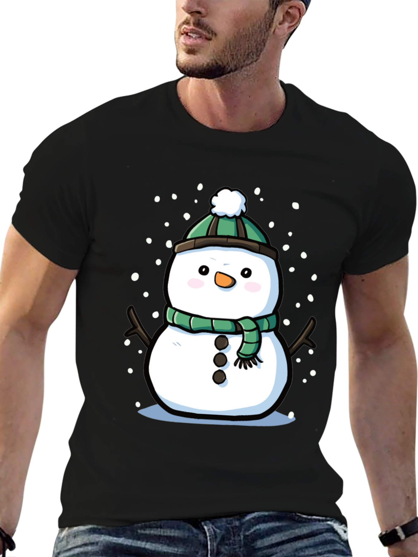 Festive Snowman Graphic Tee - Holiday Cheer