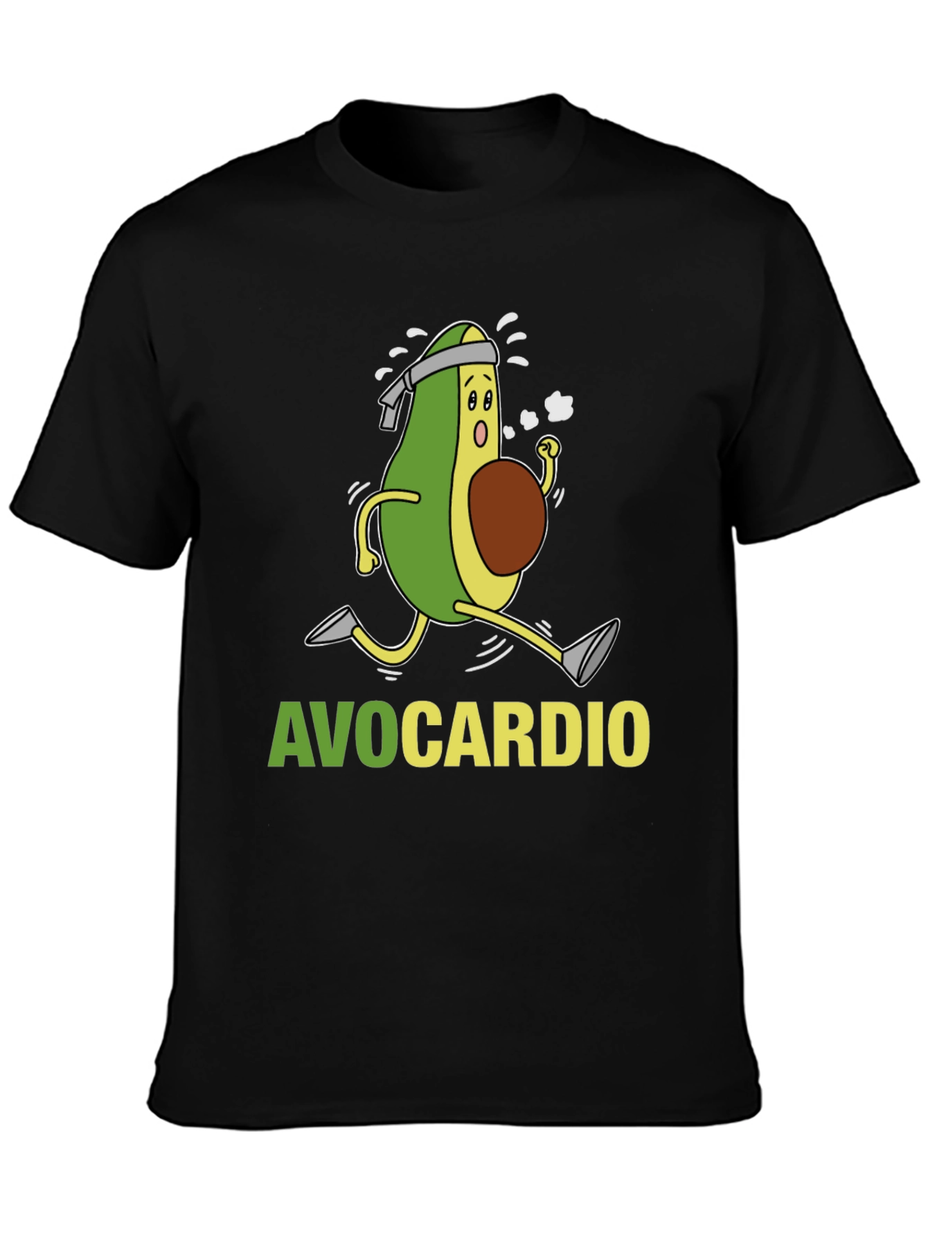 AvoCardio Black T-Shirt: Running Avocado Graphic Tee