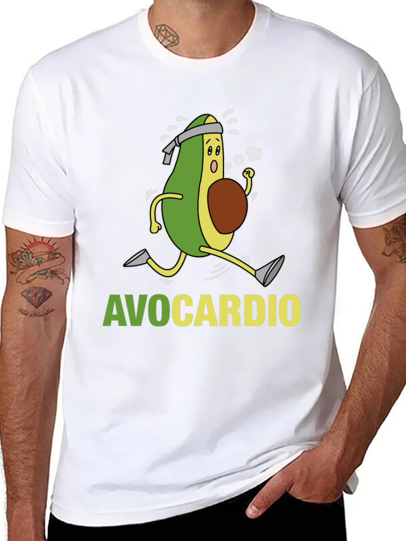 AvoCardio Black T-Shirt: Running Avocado Graphic Tee
