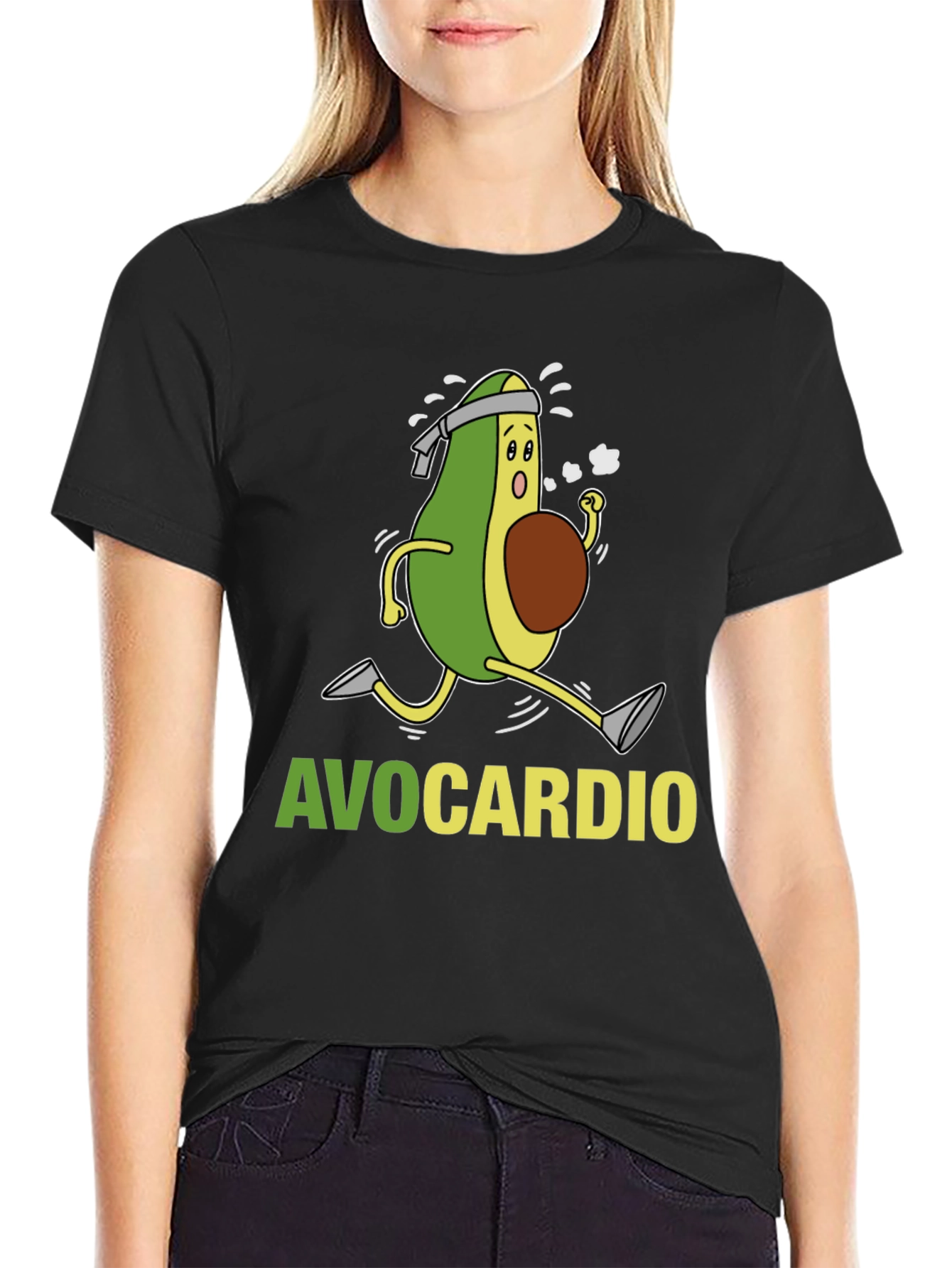 AvoCardio Black T-Shirt: Running Avocado Graphic Tee
