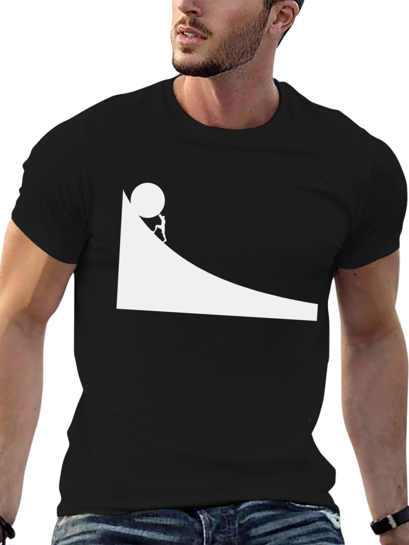 Sisyphus Black Graphic Tee - Mens Cotton T-Shirt