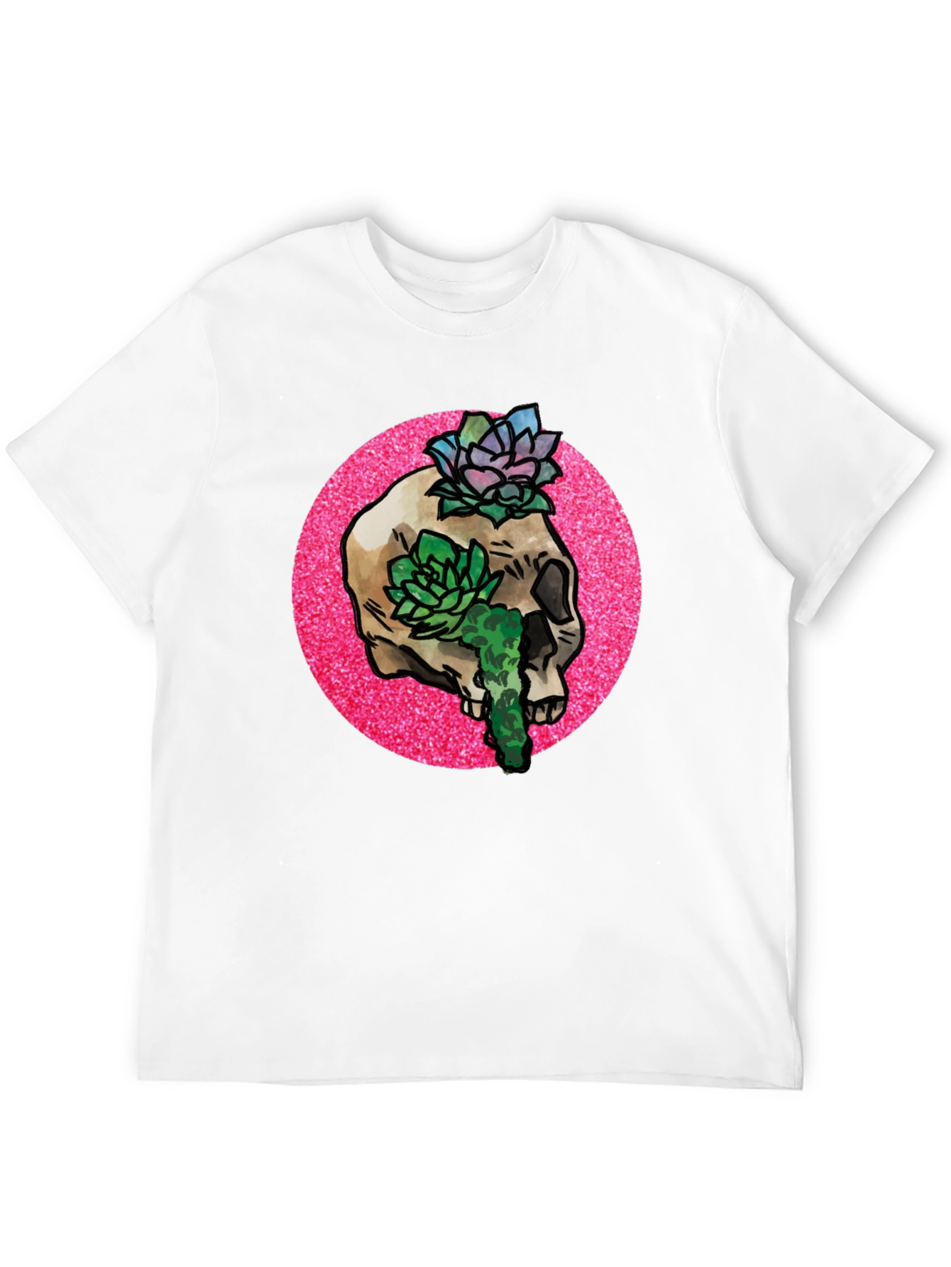 Skull and Succulent Graphic Tee - Black