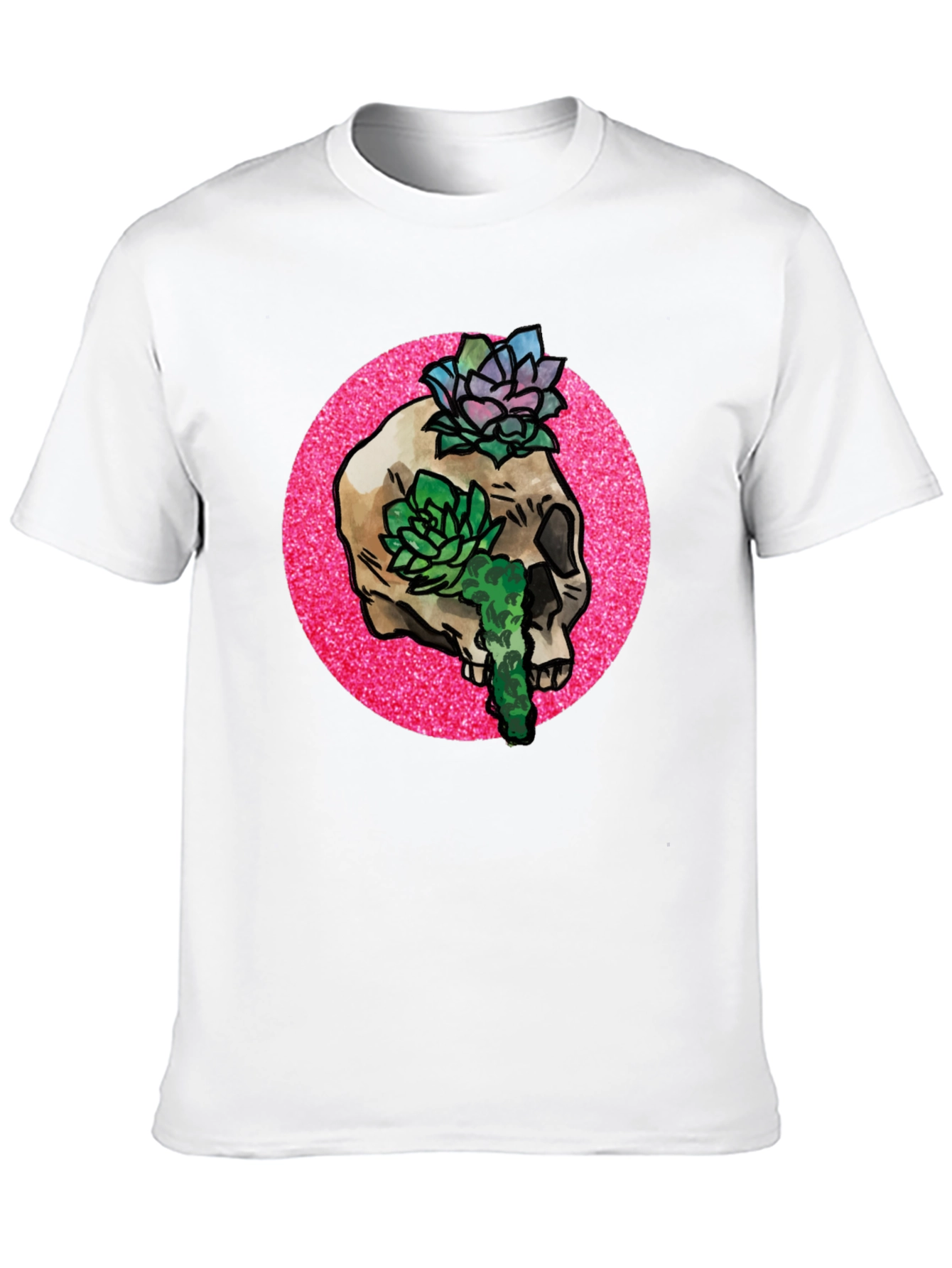 Skull and Succulent Graphic Tee - Black