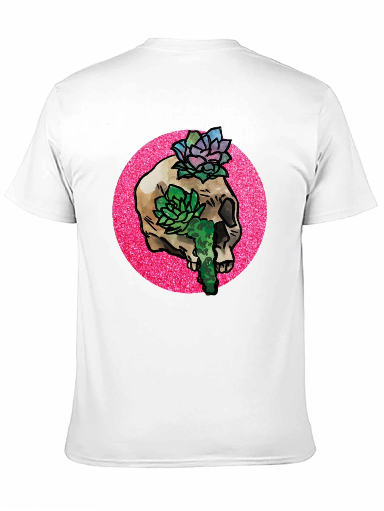 Skull and Succulent Graphic Tee - Black