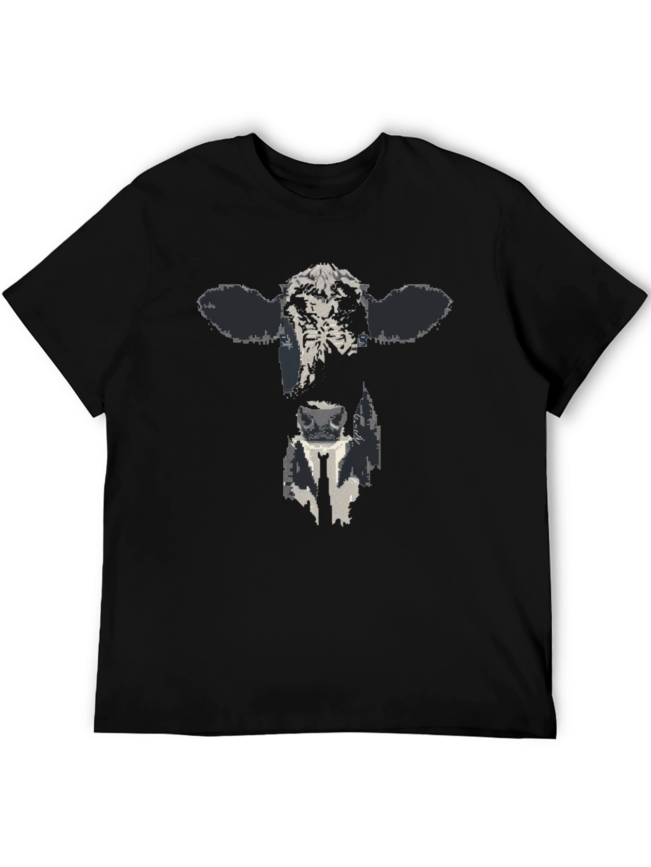 Cow Face Graphic Black T-Shirt