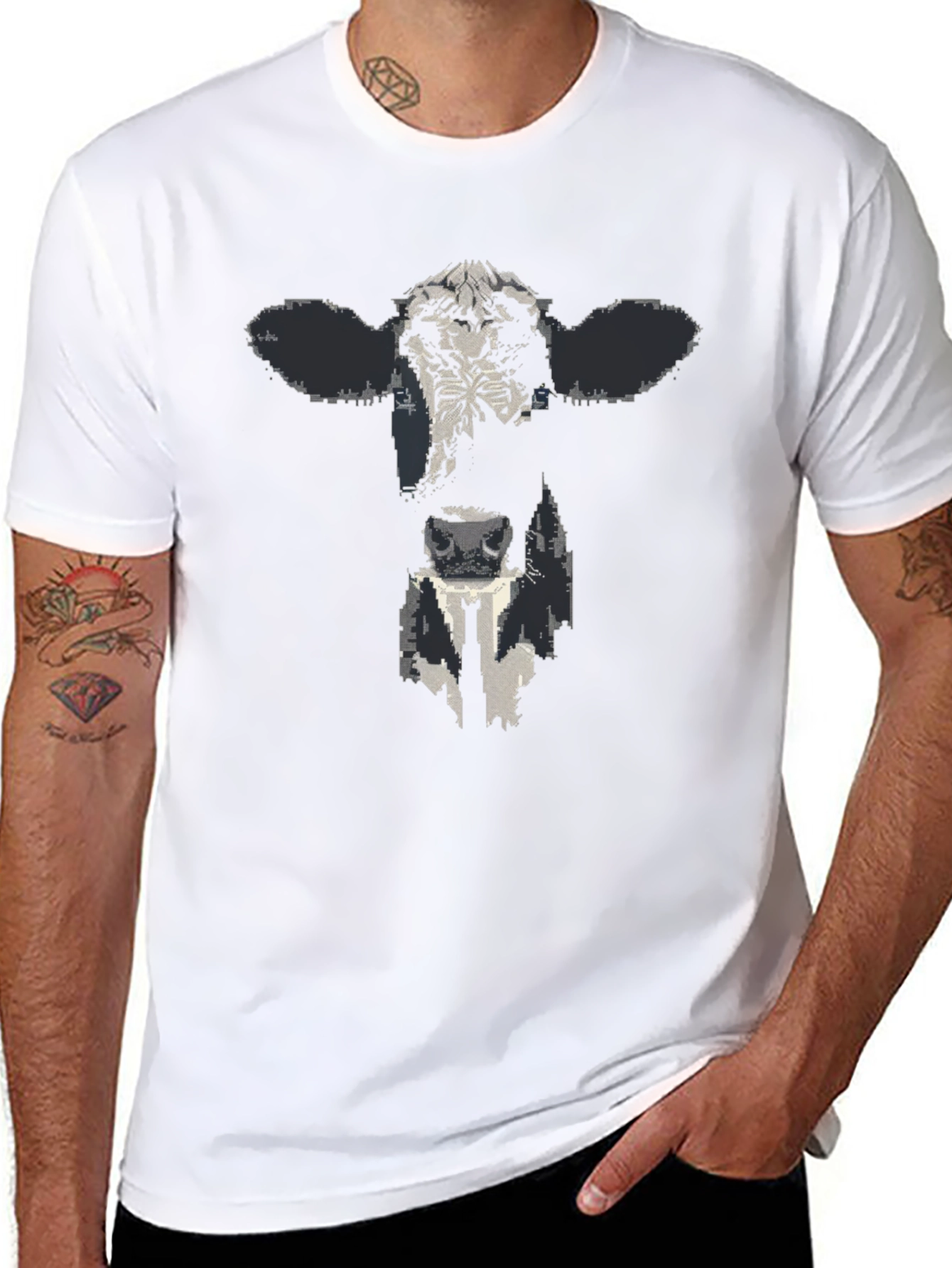 Cow Face Graphic Black T-Shirt