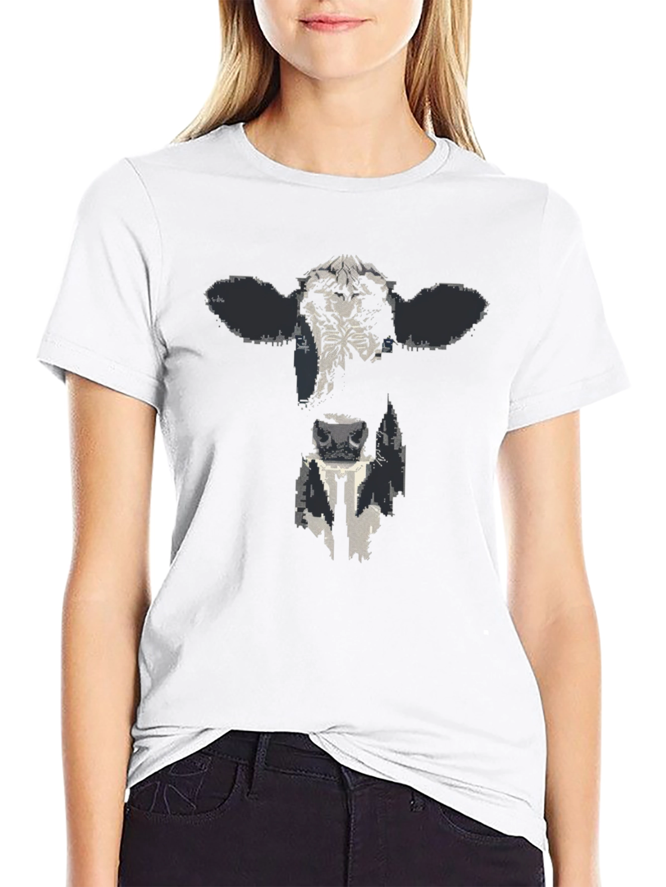 Cow Face Graphic Black T-Shirt
