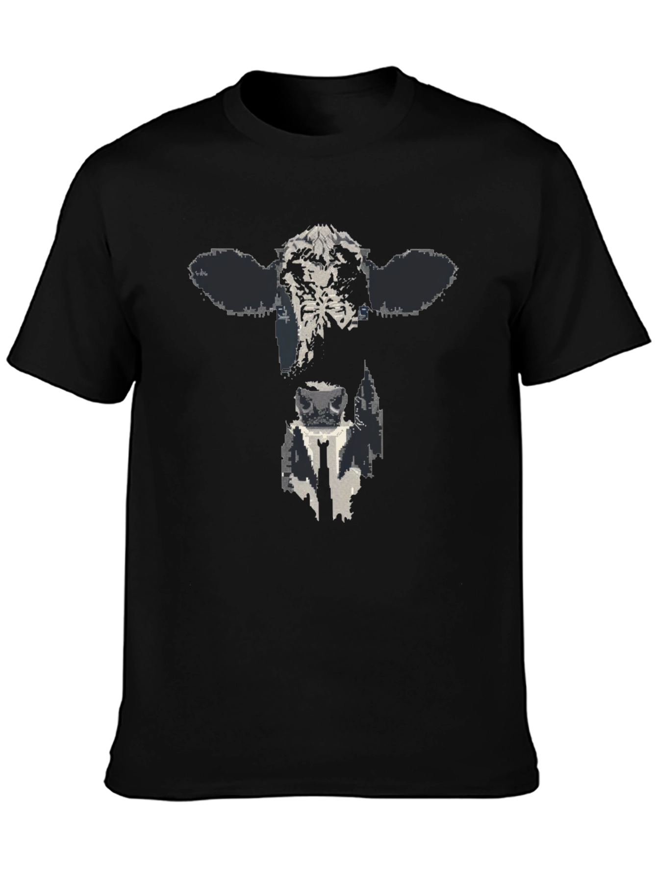 Cow Face Graphic Black T-Shirt