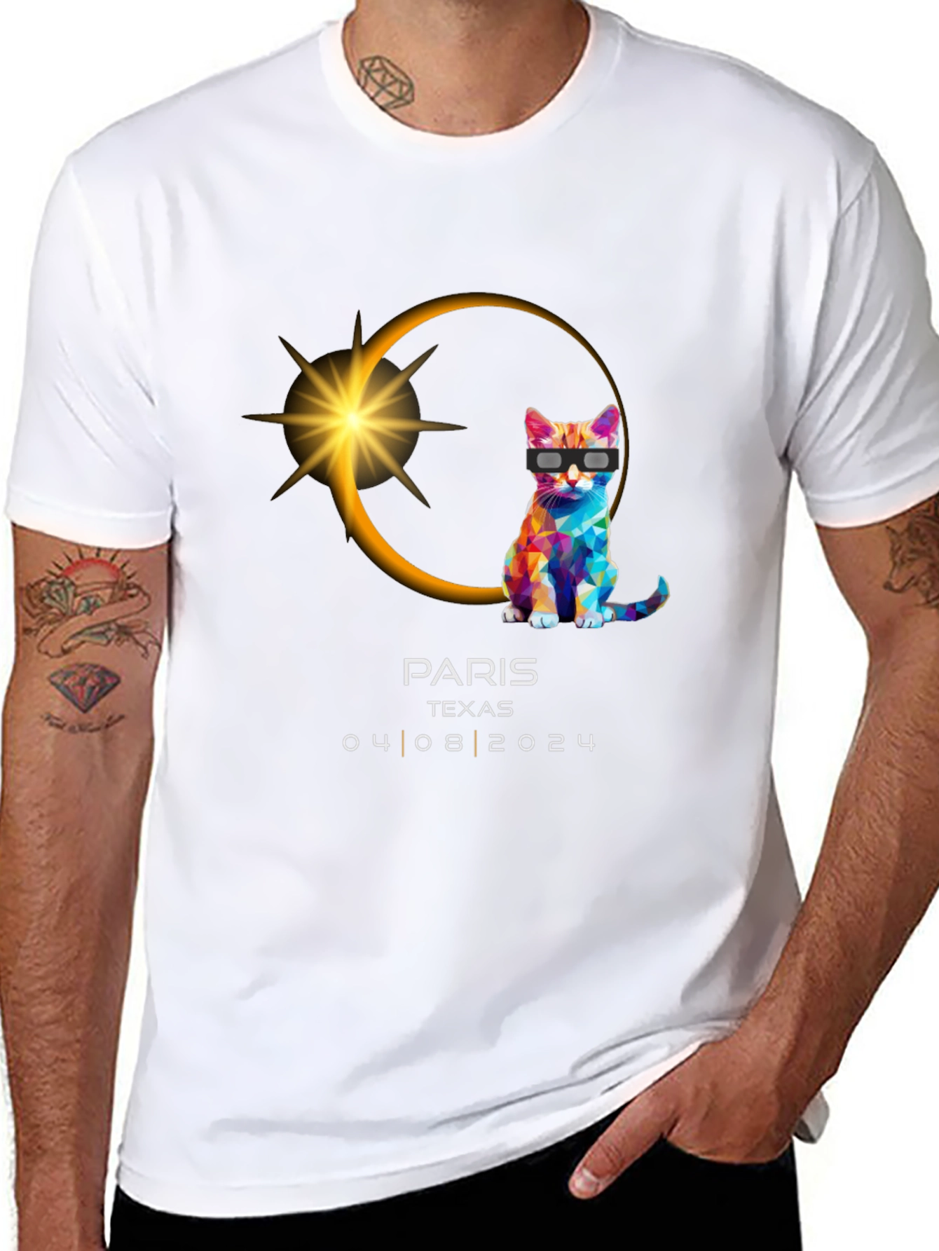 Paris TX Eclipse 2024 Cat T-Shirt