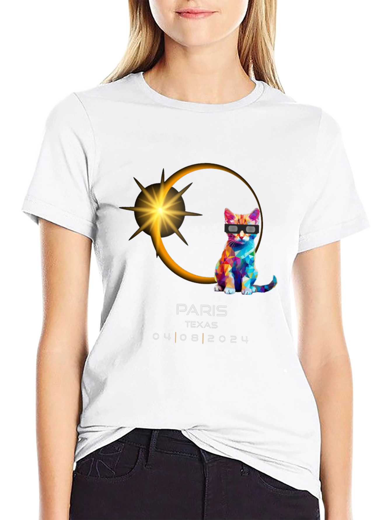 Paris TX Eclipse 2024 Cat T-Shirt