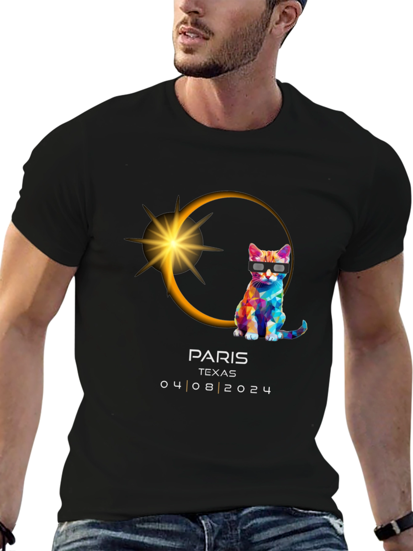Paris TX Eclipse 2024 Cat T-Shirt