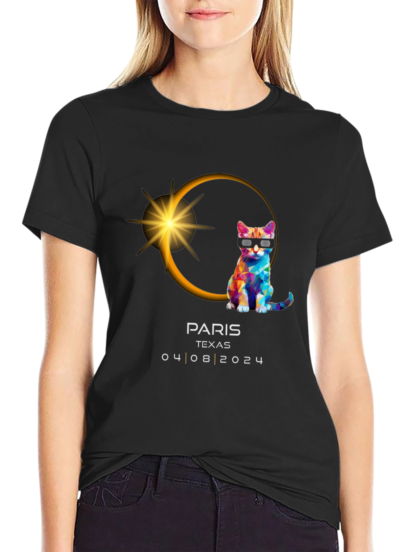 Paris TX Eclipse 2024 Cat T-Shirt