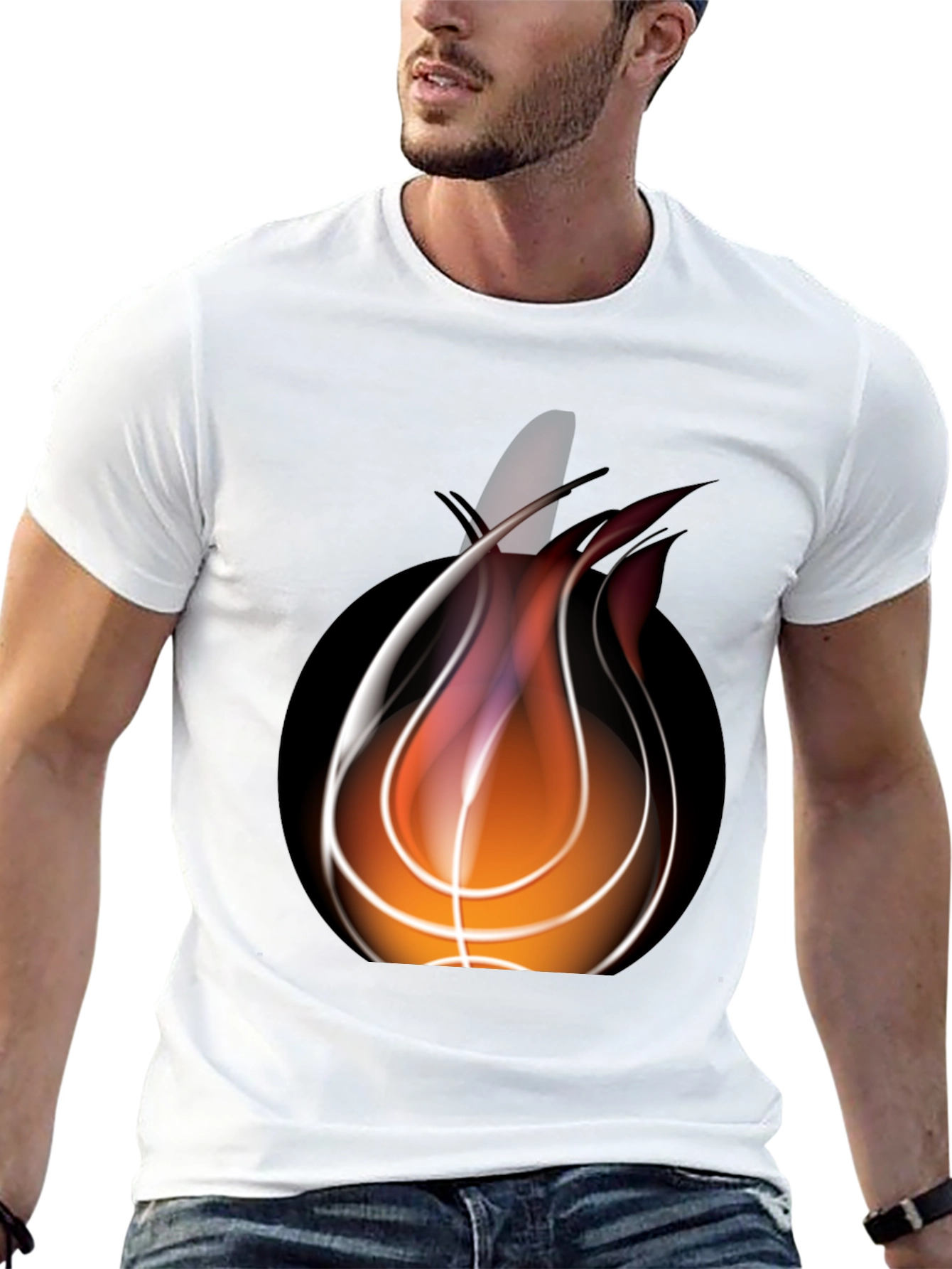 Flaming Basketball Graphic Black Tee