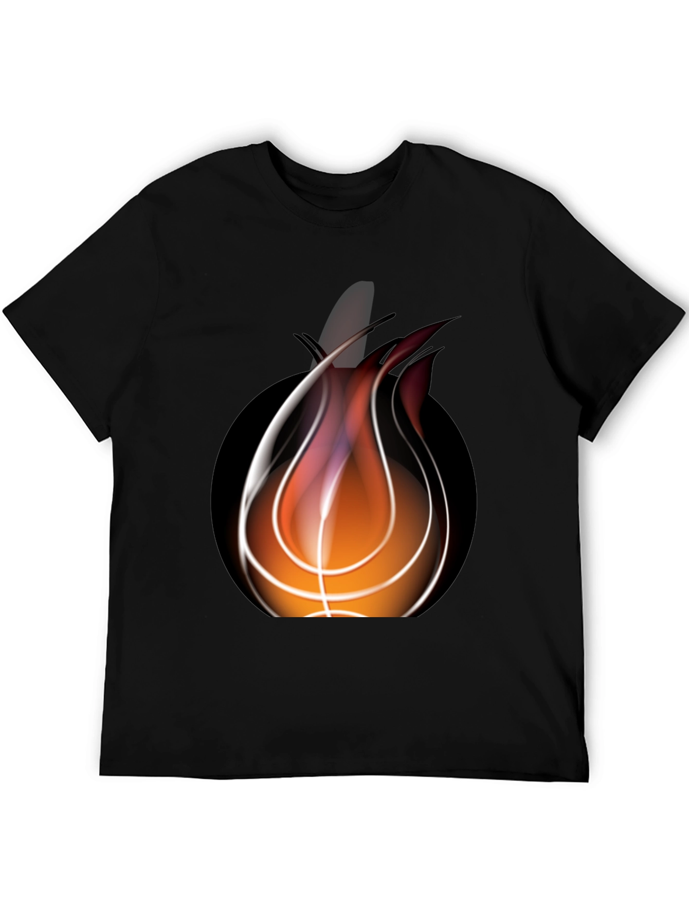 Flaming Basketball Graphic Black Tee