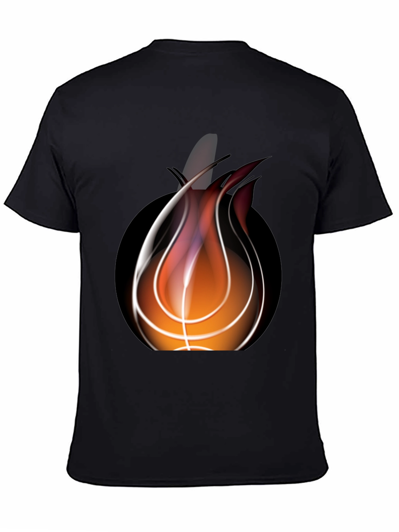 Flaming Basketball Graphic Black Tee
