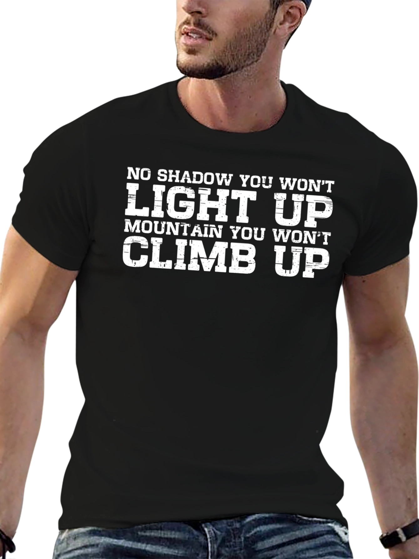 Motivational Climb Up Black Graphic Tee