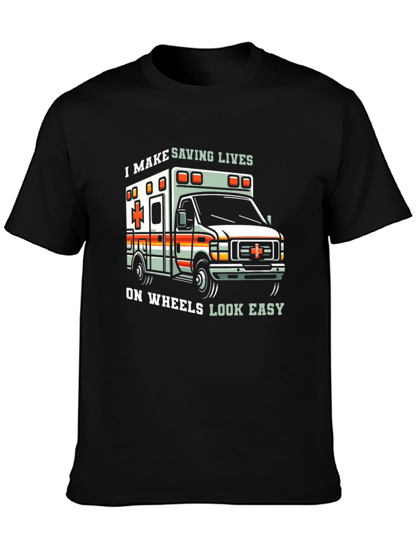 Saving Lives Ambulance Graphic Tee - Black