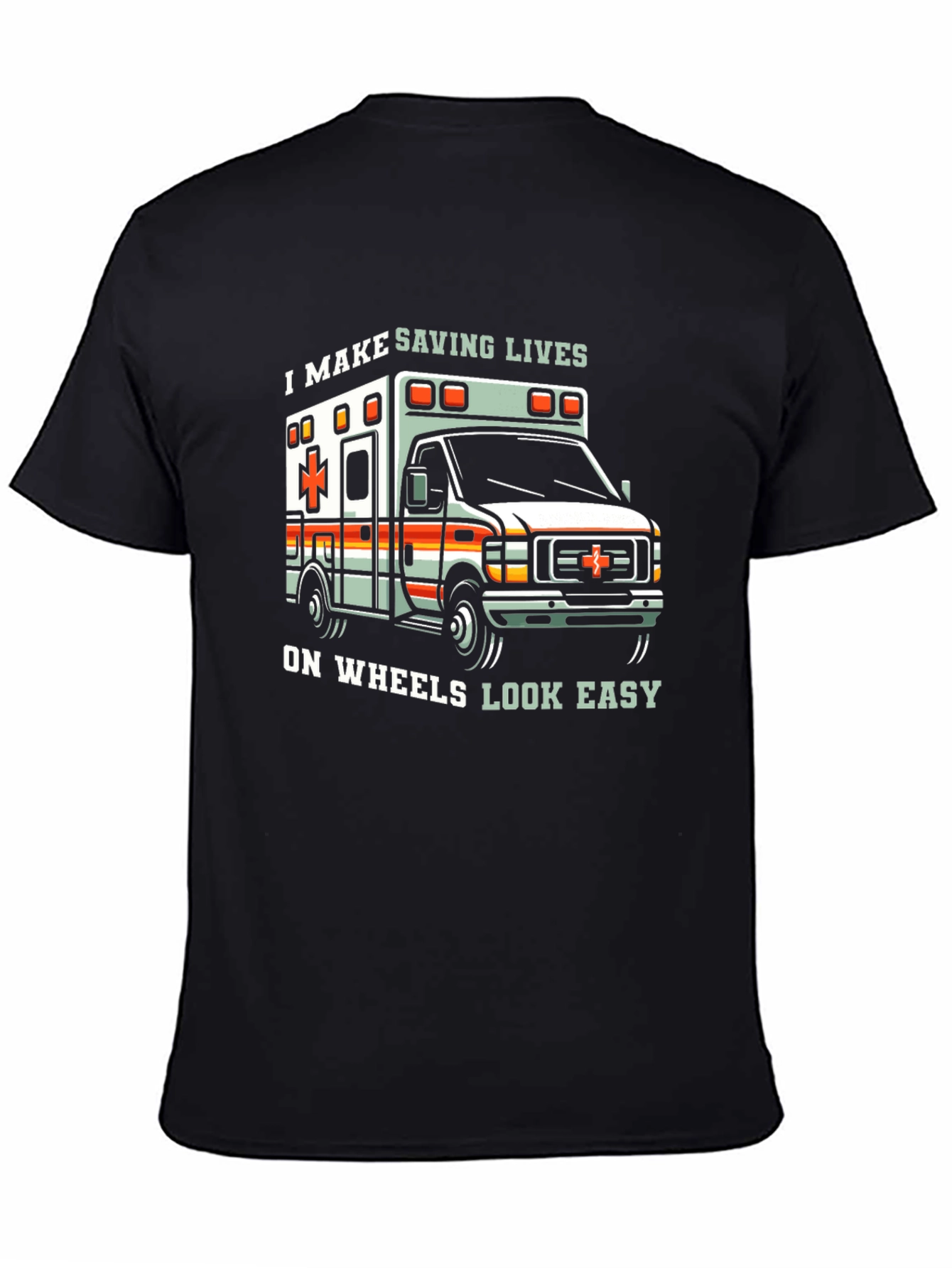 Saving Lives Ambulance Graphic Tee - Black