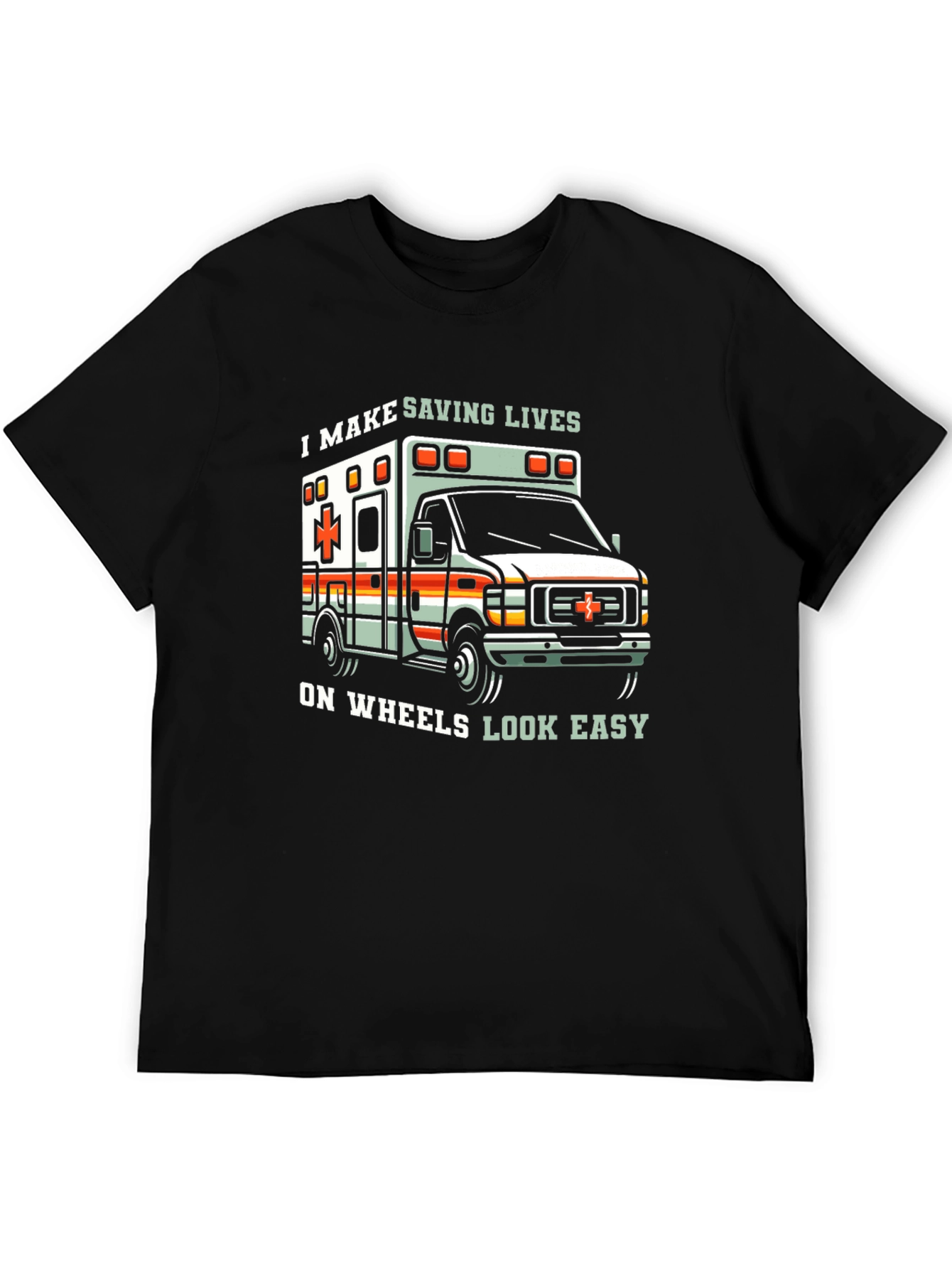 Saving Lives Ambulance Graphic Tee - Black