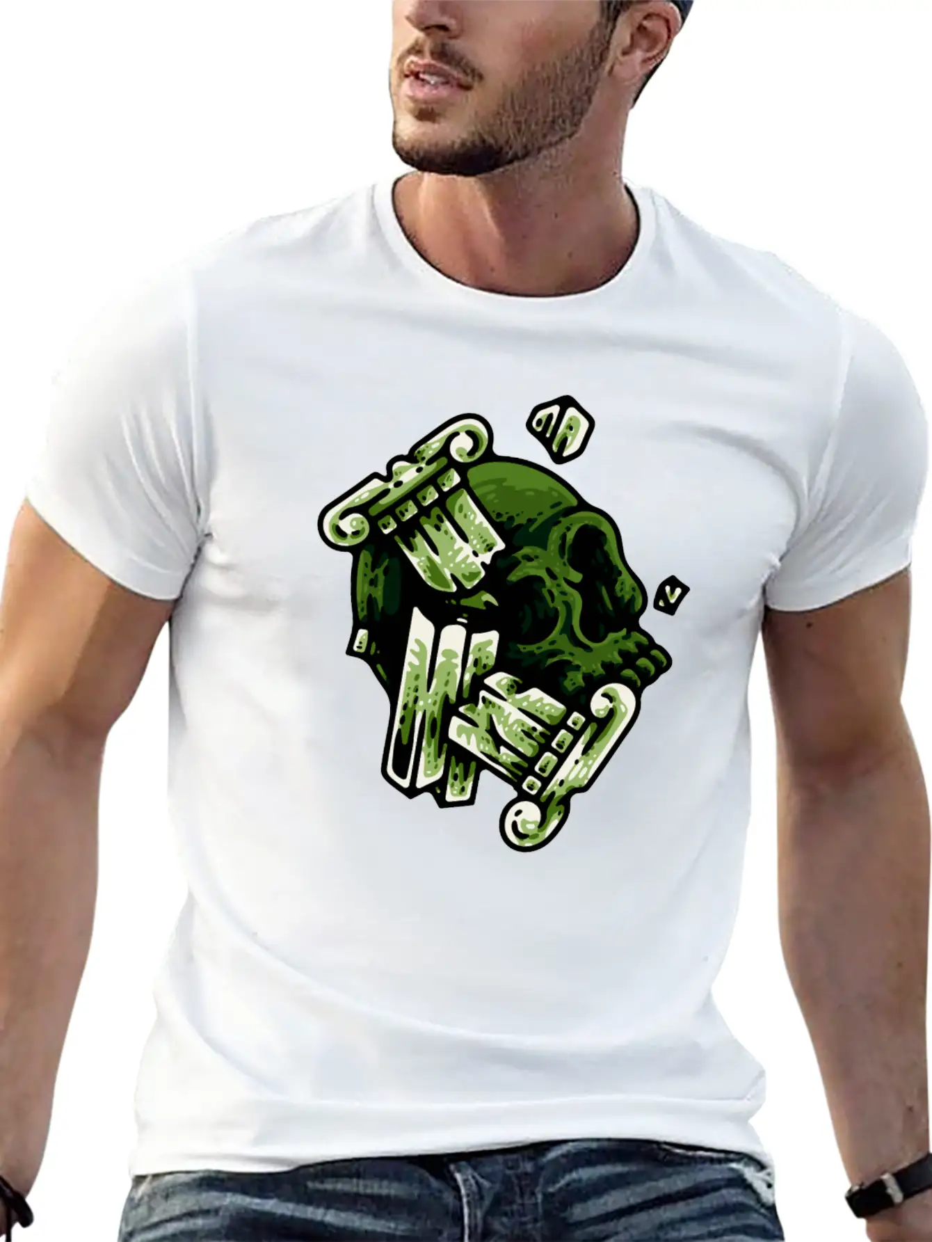 Green Skull Unisex Casual T-Shirt – Clean Design For Daily Comfort