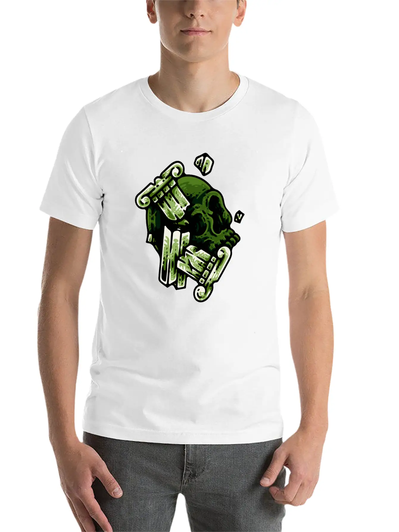 Green Skull Unisex Casual T-Shirt – Clean Design For Daily Comfort