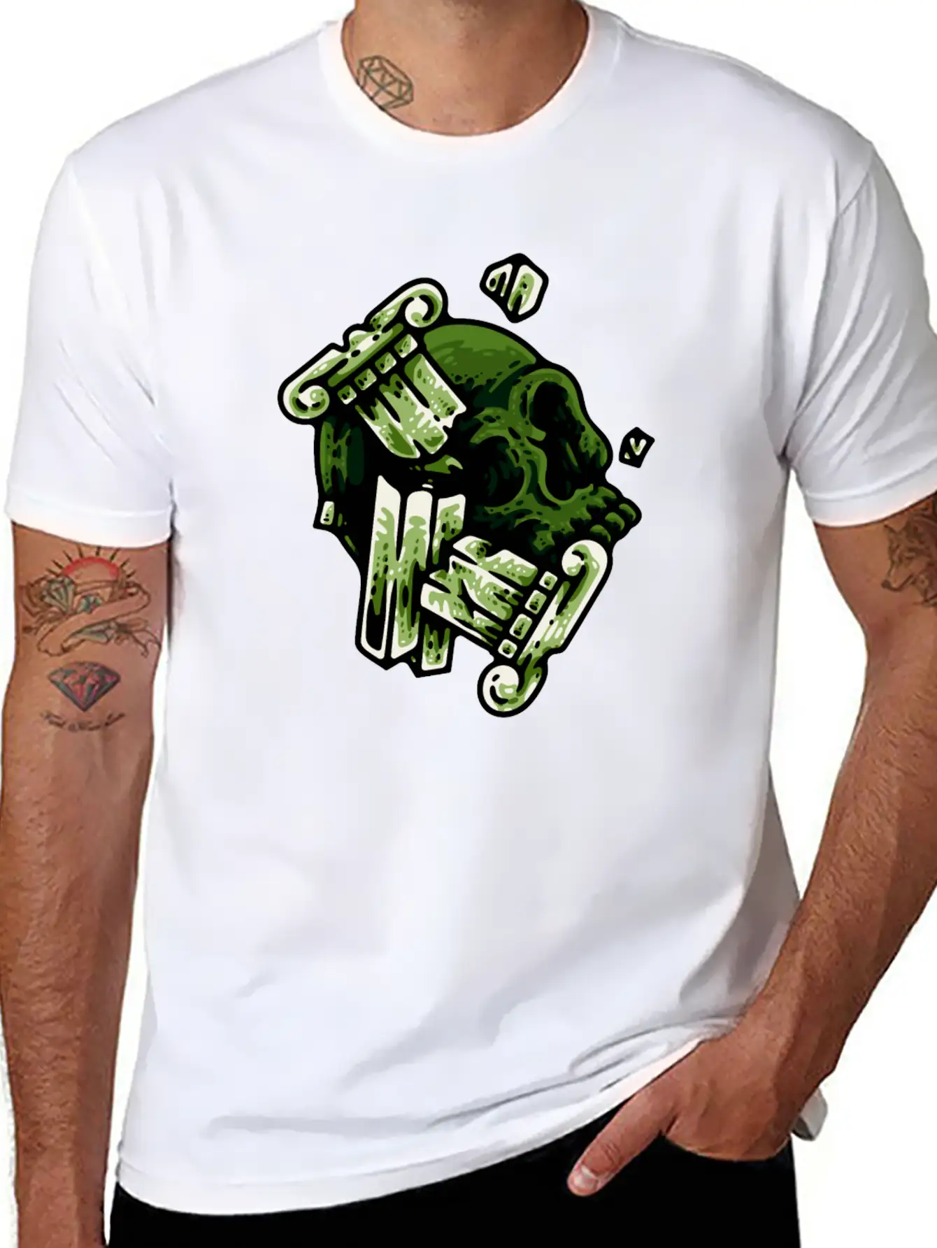 Green Skull Unisex Casual T-Shirt – Clean Design For Daily Comfort
