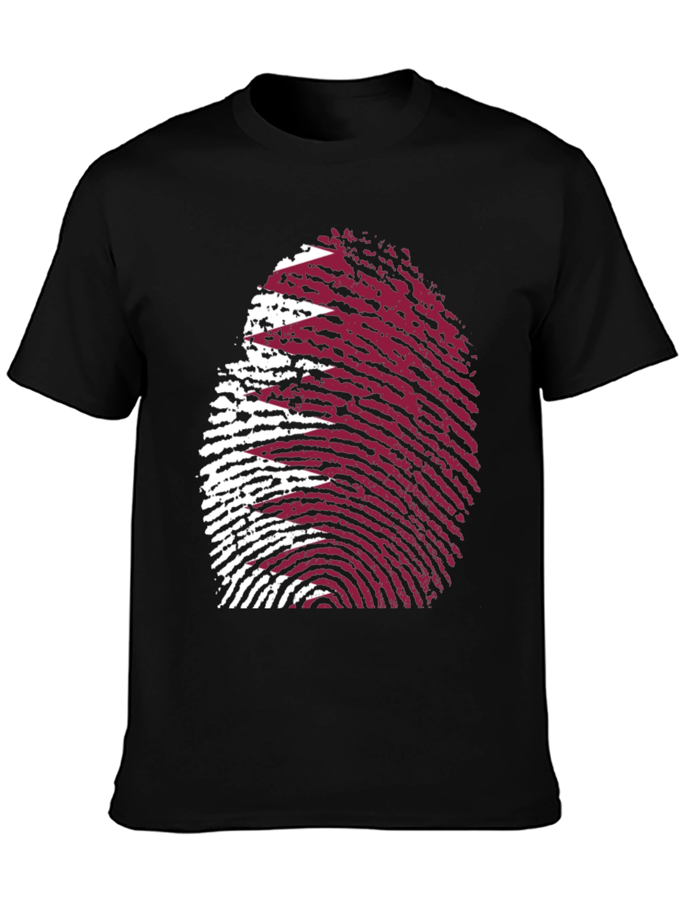 Qatar Flag Fingerprint T-Shirt - Black