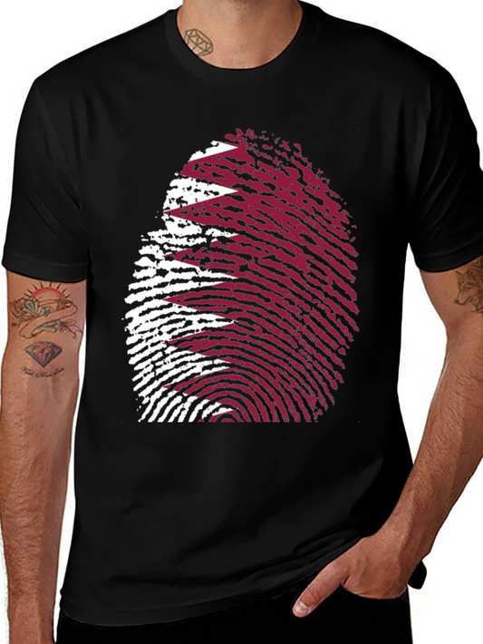 Qatar Flag Fingerprint T-Shirt - Black