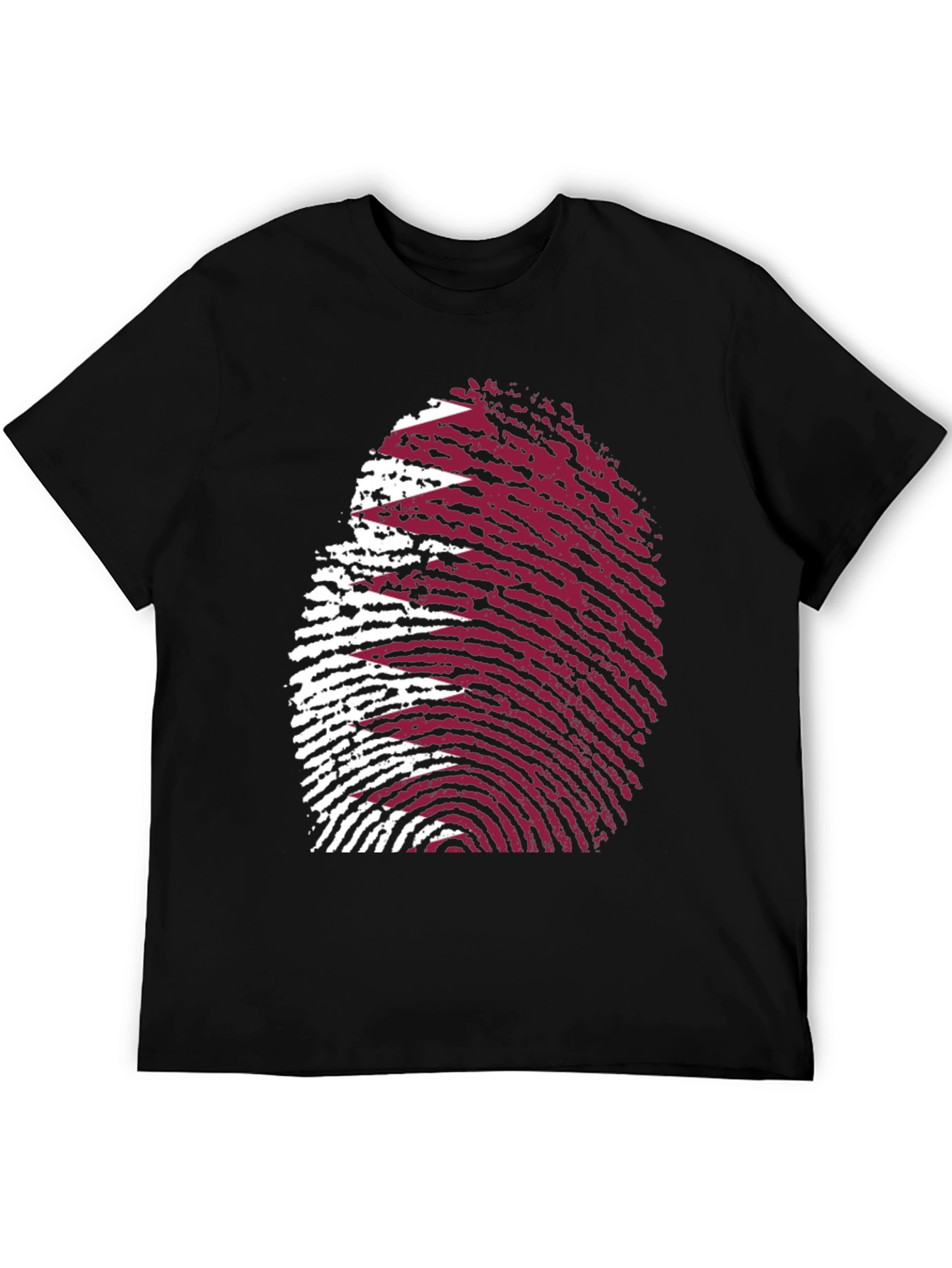 Qatar Flag Fingerprint T-Shirt - Black