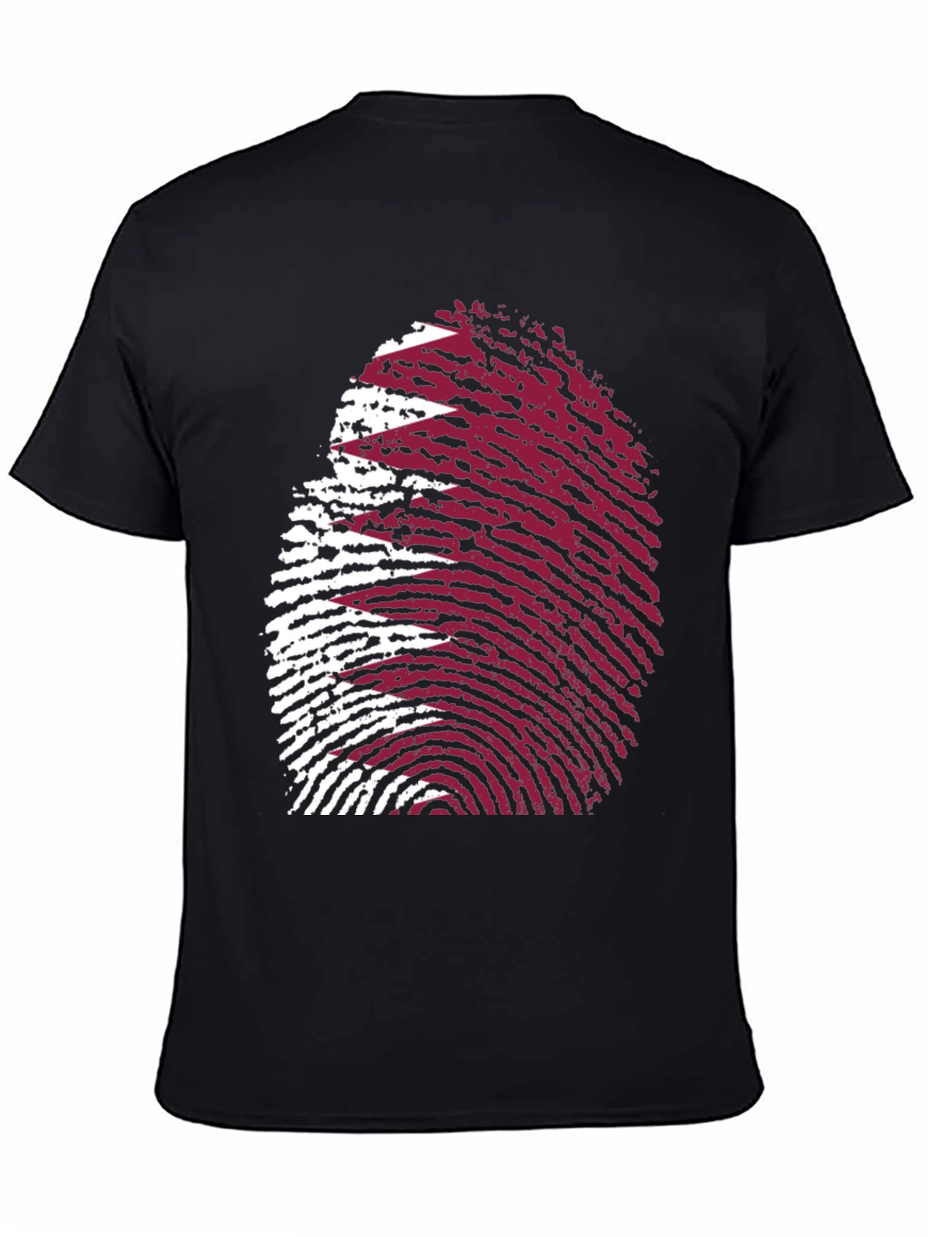 Qatar Flag Fingerprint T-Shirt - Black