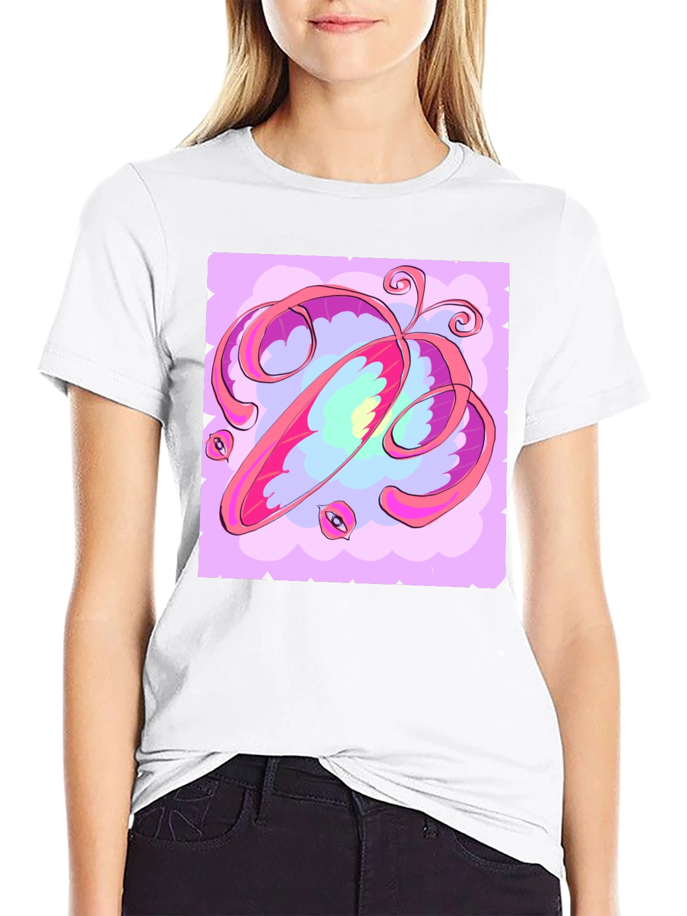 Abstract Art Graphic Tee - Soft Black Cotton Shirt