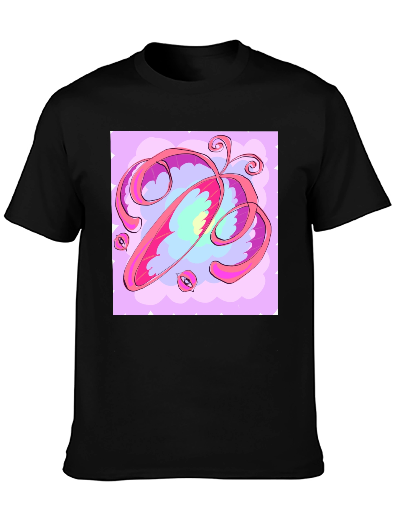 Abstract Art Graphic Tee - Soft Black Cotton Shirt