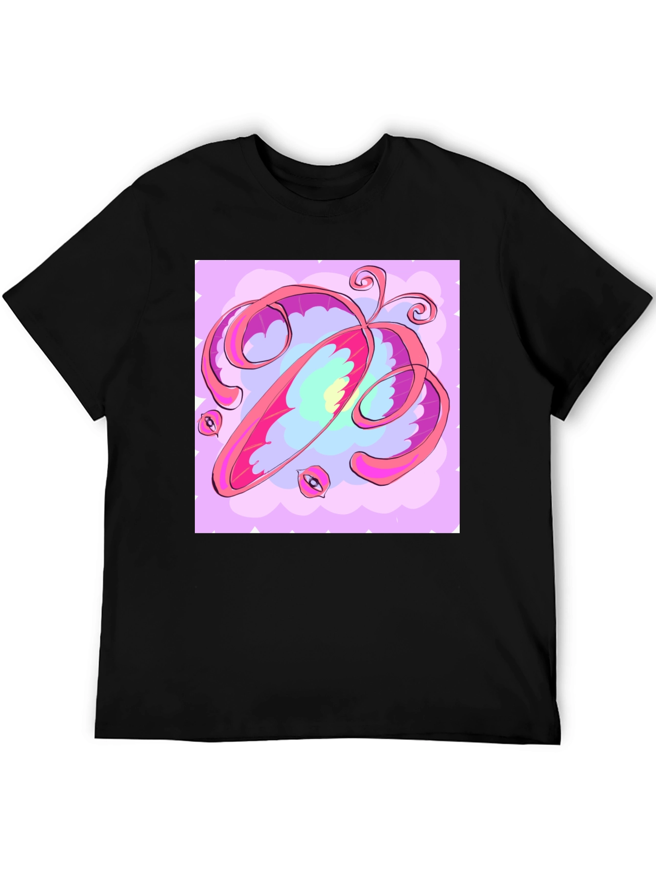 Abstract Art Graphic Tee - Soft Black Cotton Shirt