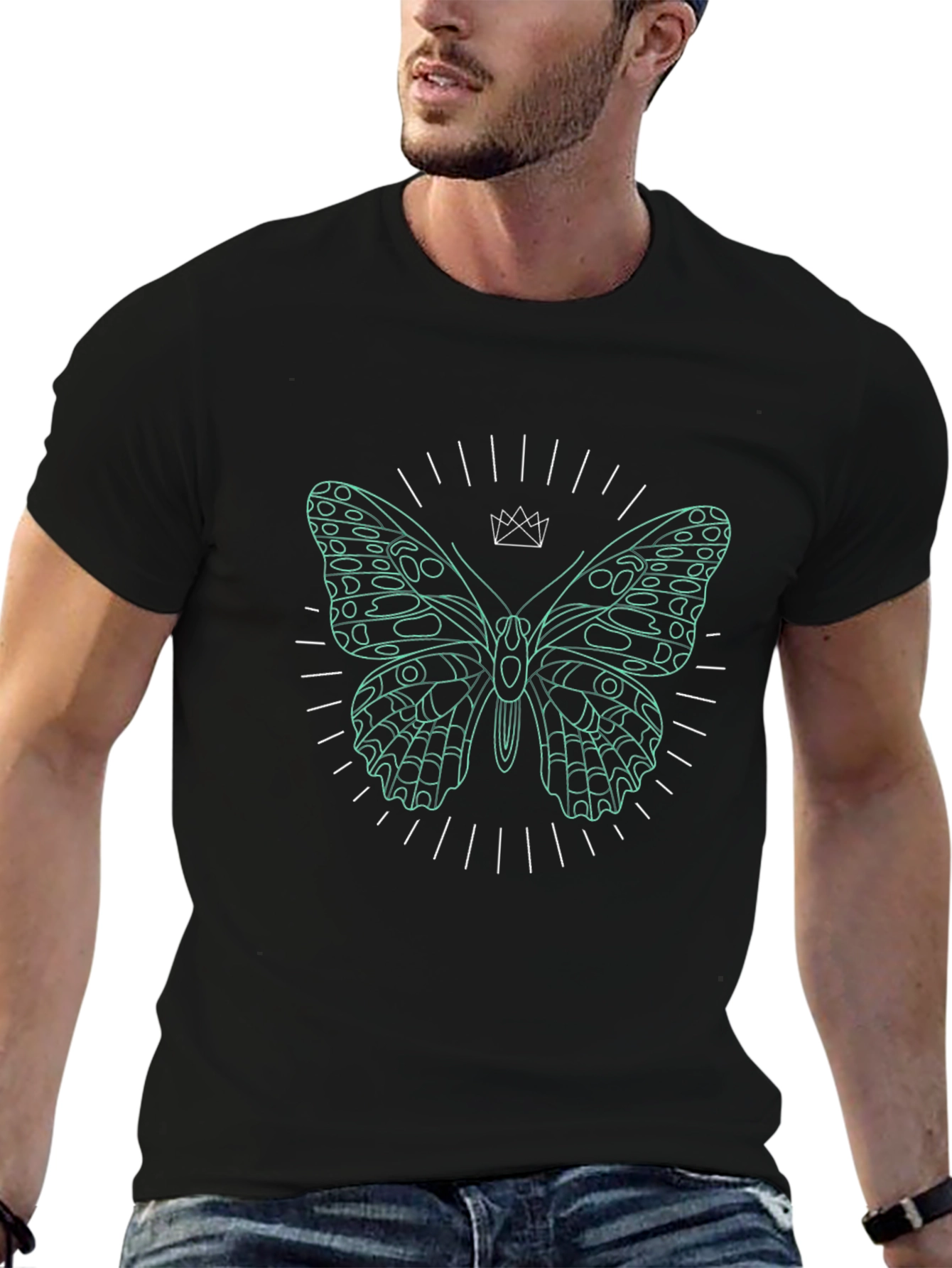 Butterfly Crown Graphic Tee - Modern Black T-Shirt