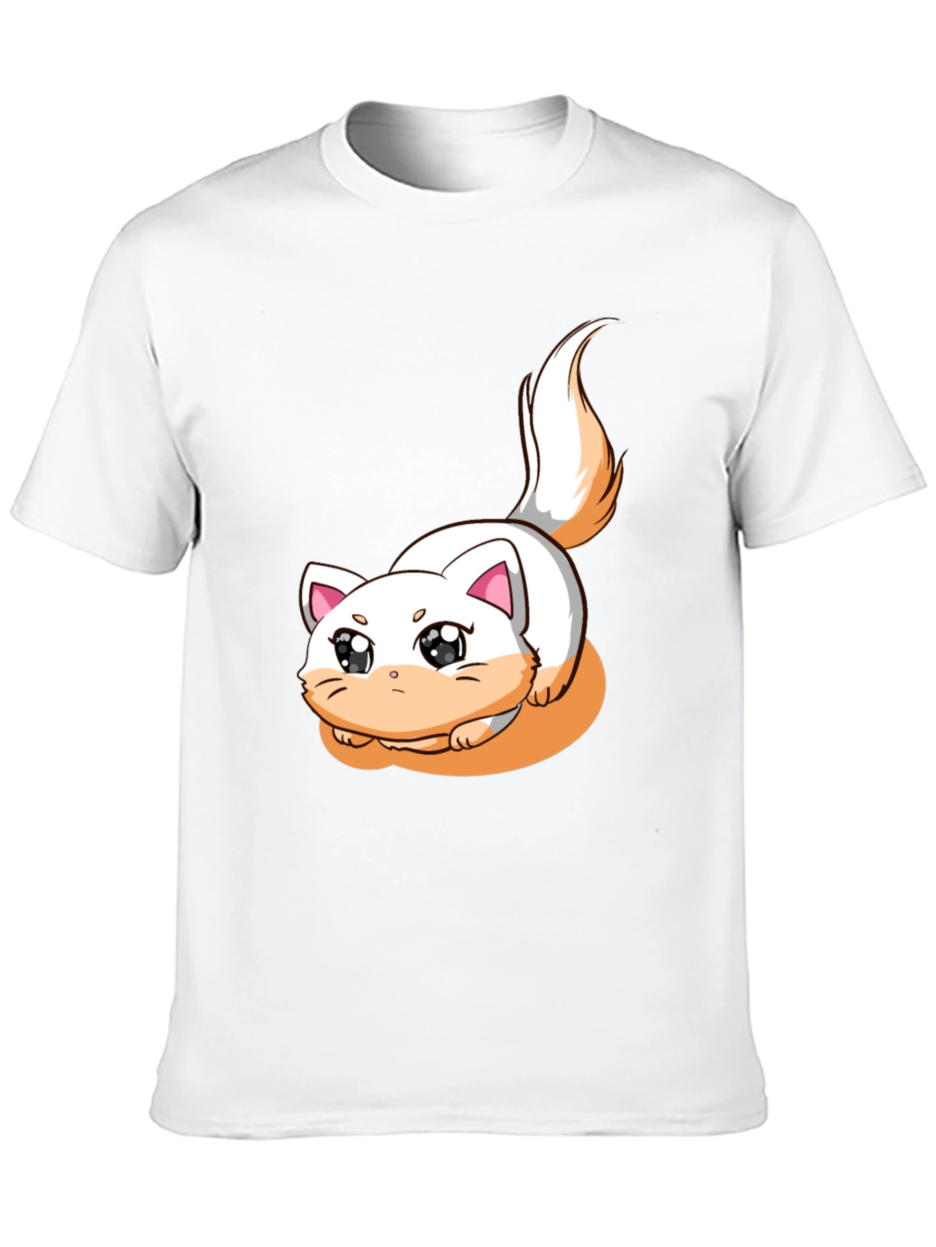 Cute Cartoon Cat Graphic T-Shirt - Black