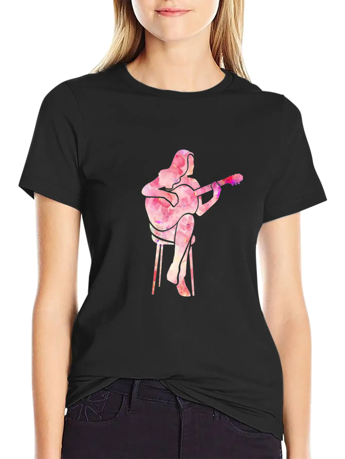 Guitarist Guitar Player Acoustic Guitar Women Gift Unisex Casual T-Shirt – Clean Design For Daily Comfort