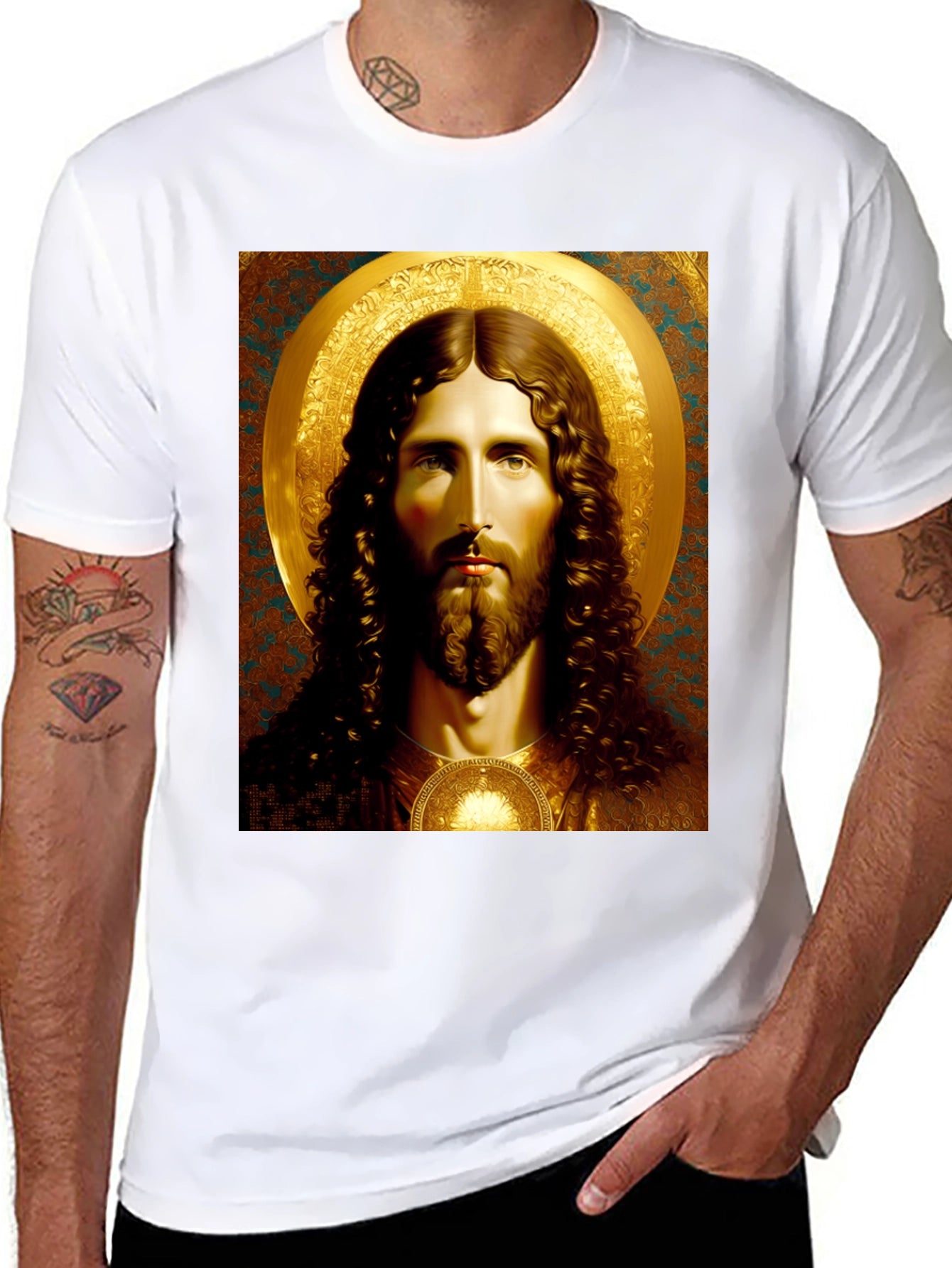 Jesus Portrait Graphic Tee - Black