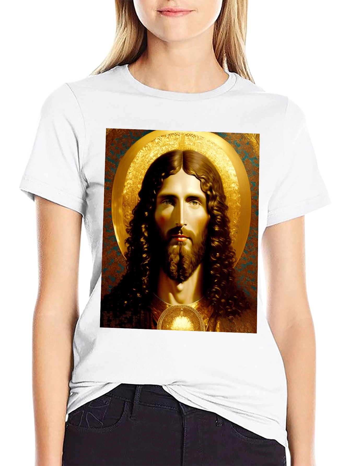 Jesus Portrait Graphic Tee - Black