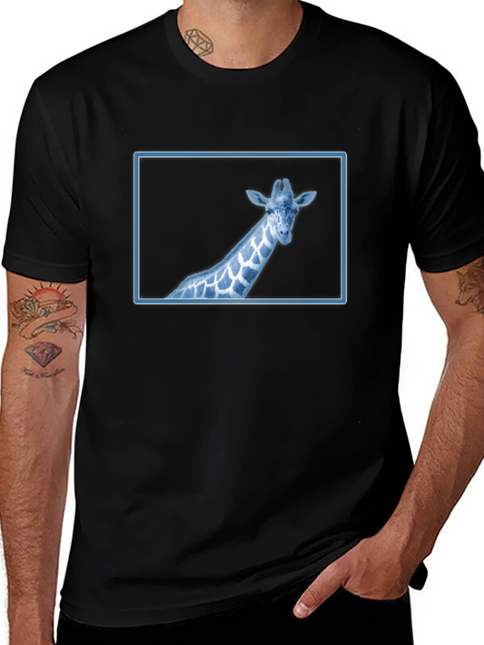 Giraffe Graphic Tee - Cool Blue Wildlife Design