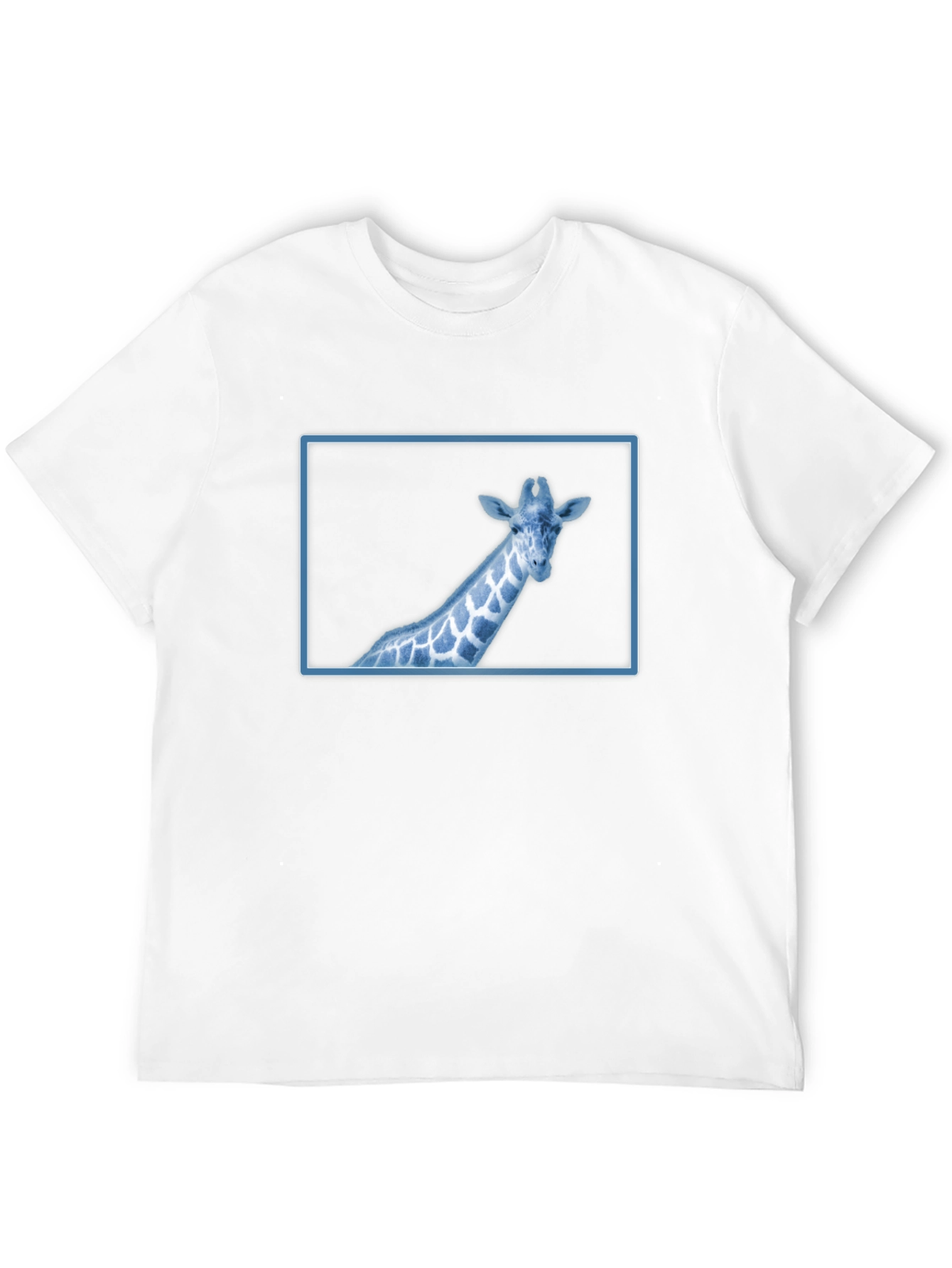 Giraffe Graphic Tee - Cool Blue Wildlife Design